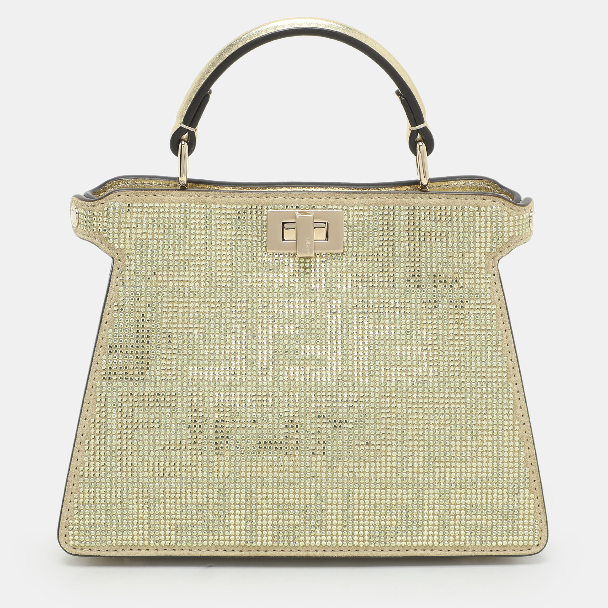 

Fendi Green Suede Embellished Peekaboo ISeeU Petite Bag