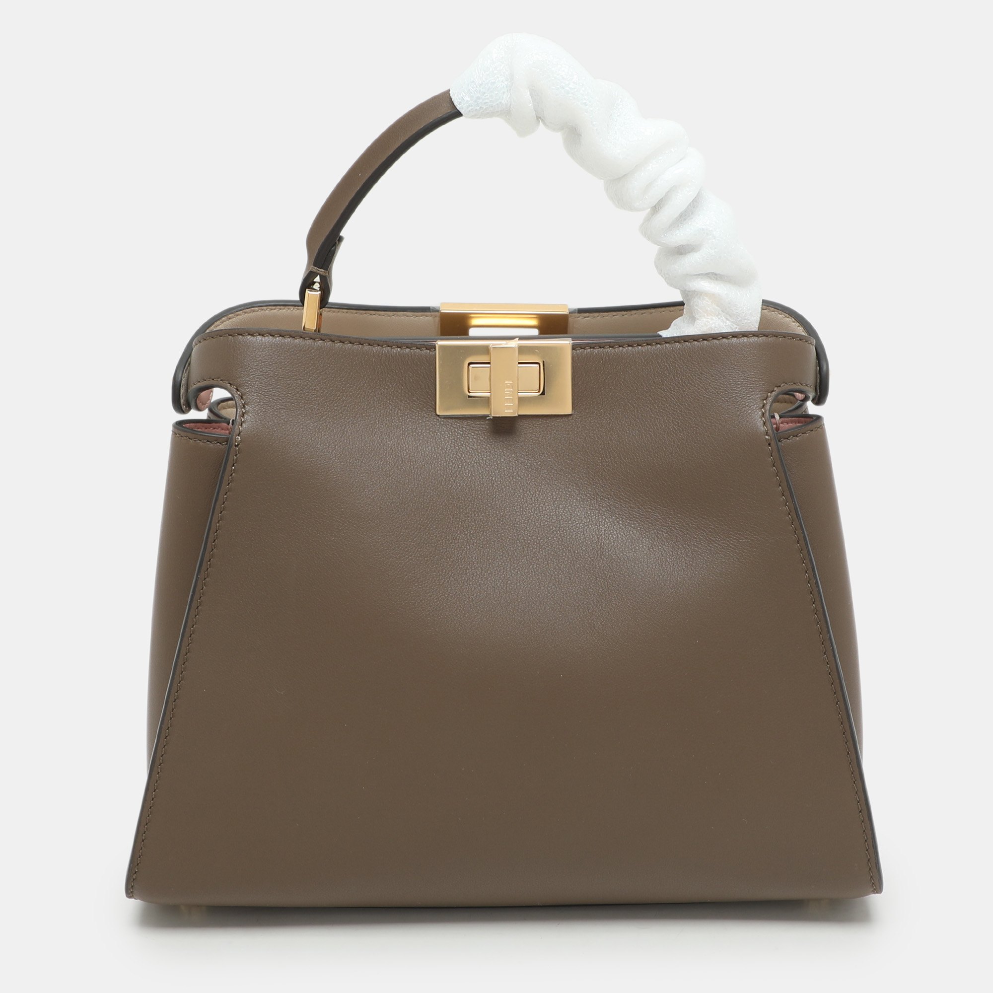 

Fendi Etoupe Leather  Peekaboo ISeeU Top Handle Bag, Brown
