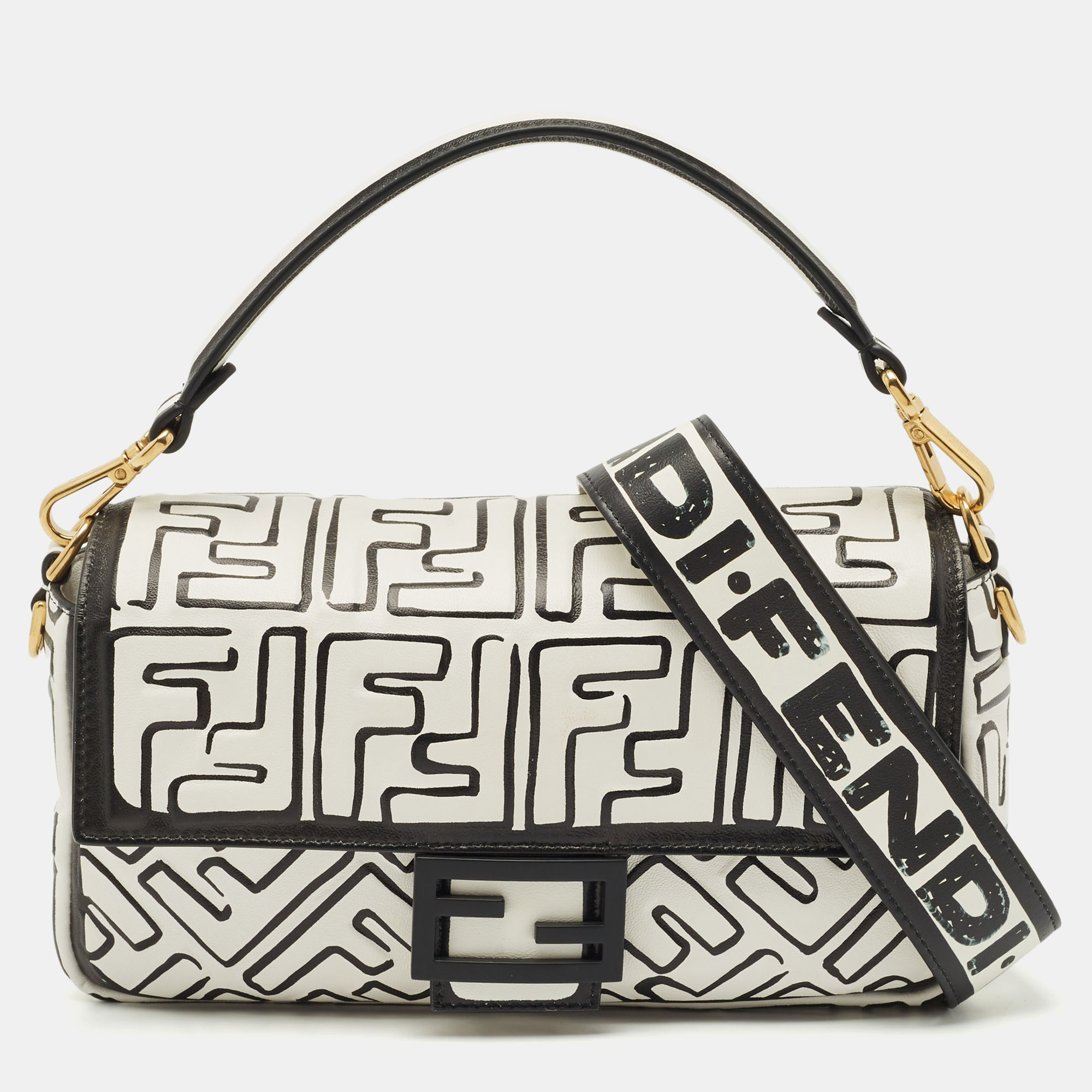 

Fendi x Joshua Vides White/Black Leather  California Sky Baguette Bag