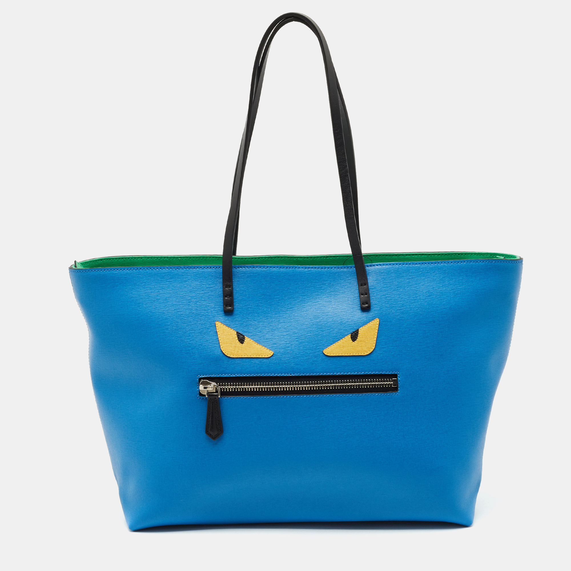 

Fendi Tri Color Leather Monster Roll Tote, Blue
