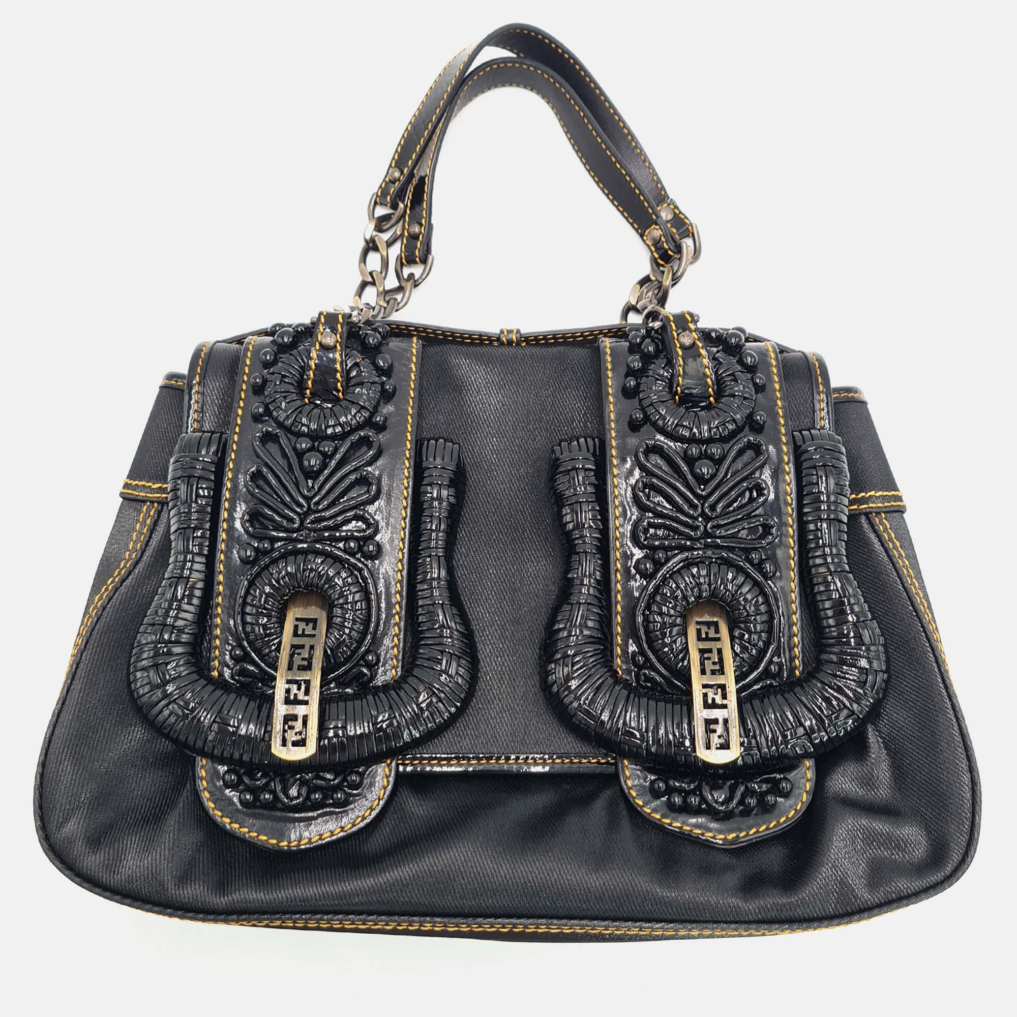 

Fendi Pleated Satin Shoulder Bag, Black