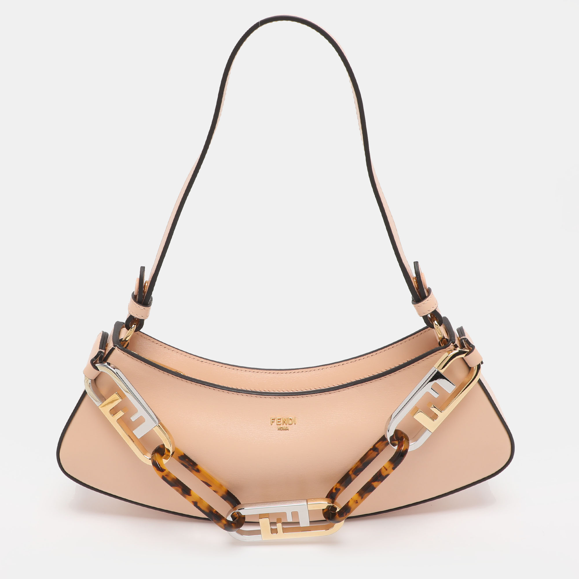 

Fendi Light Rose Leather O'Lock Swing Shoulder Bag, Pink