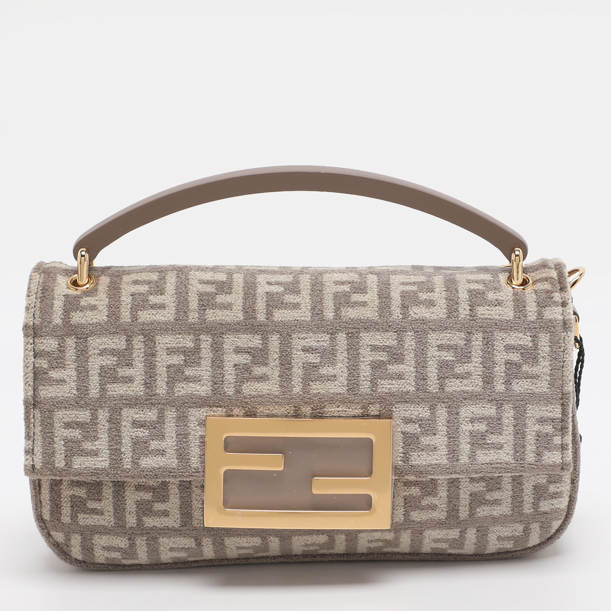 

Fendi Beige Zucchino Velvet Phone Baguette Bag, Brown