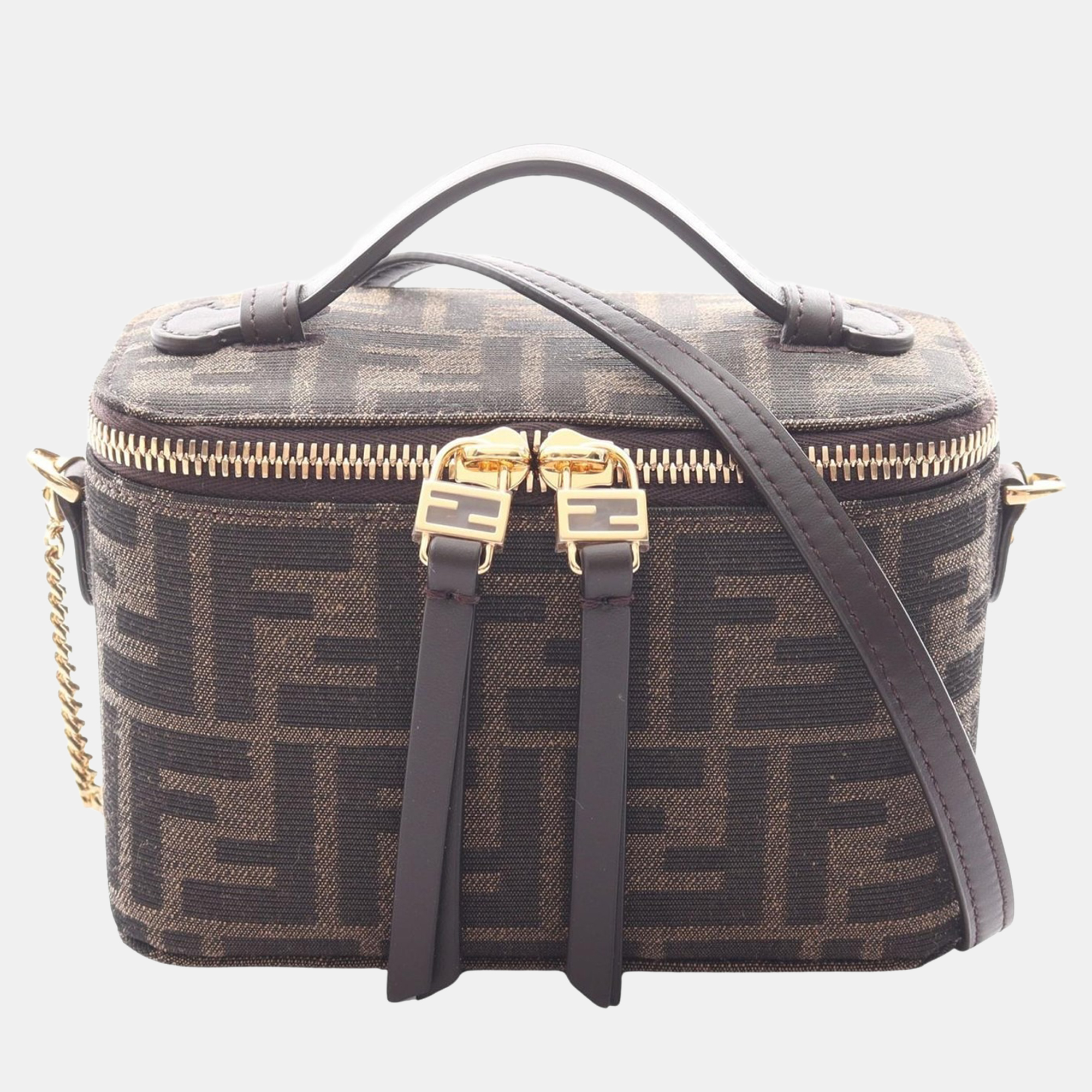 

Fendi Zucca Vanity Canvas Leather Shoulder Bag, Brown