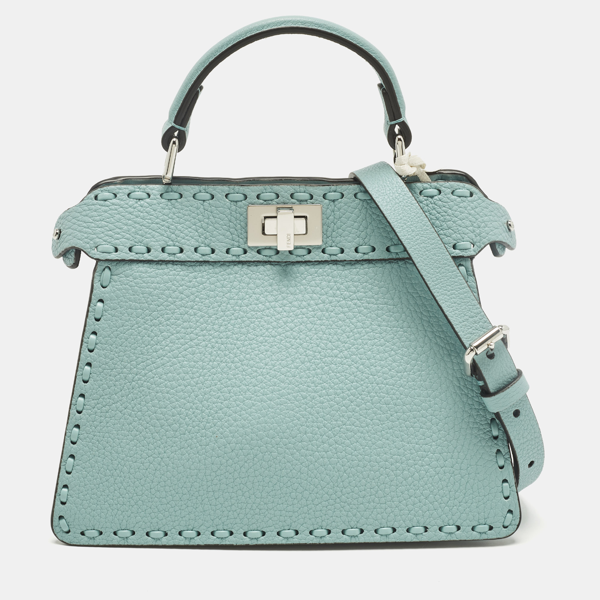 

Fendi Peekaboo Iseeu Petite Light Blue Selleria Leather Top Handle Bag