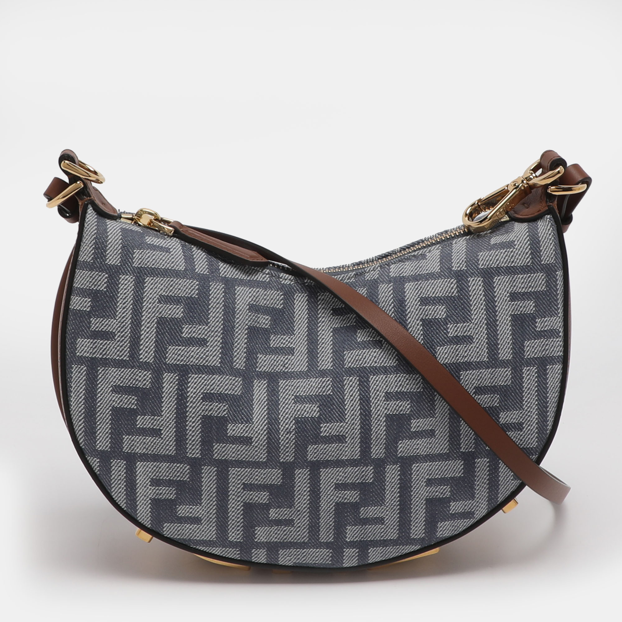 Pre-owned Fendi Graphy Blue Denim And Leather Shoulder Bag