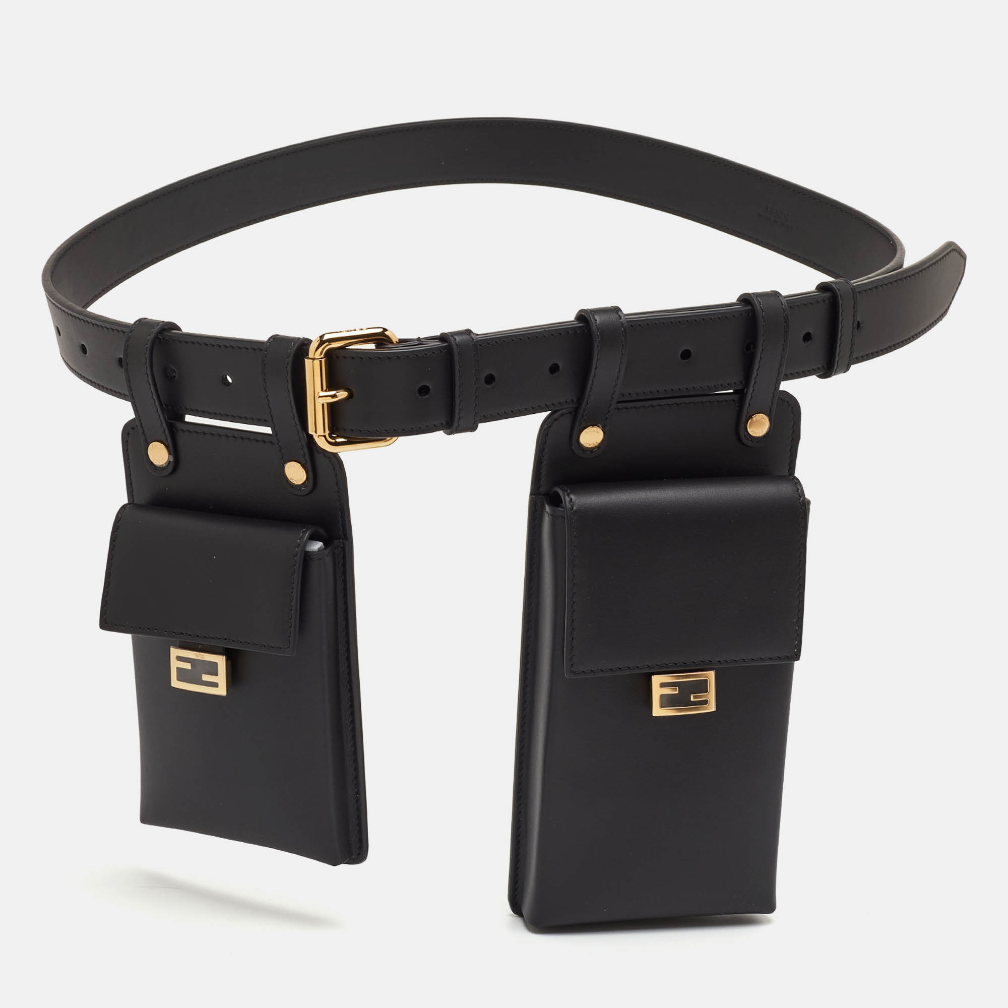 

Fendi Black Leather Utility Pouch Tool Belt Bag