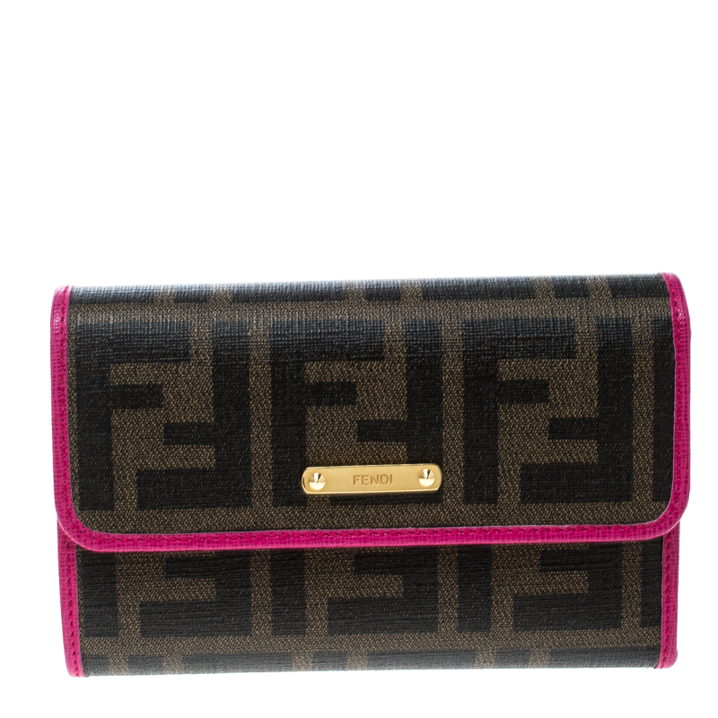 Pre Owned Fendi Brown Zucca Coated Canvas Wallet