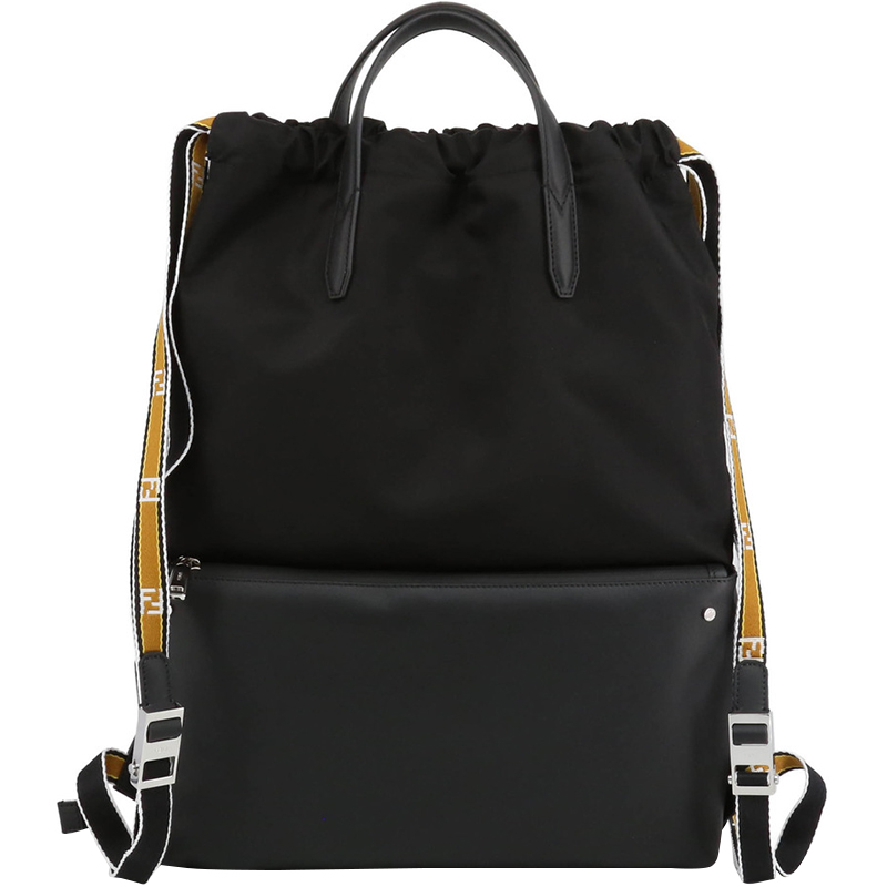 Pre Owned Fendi Black Nylon and Leather Vocabulary Tote Backpack 