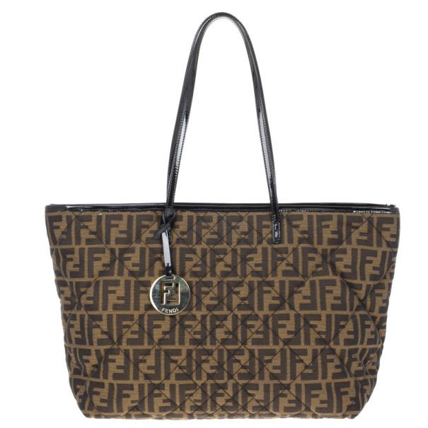 Pre Owned Fendi Zucca Canvas Quilted Shopper