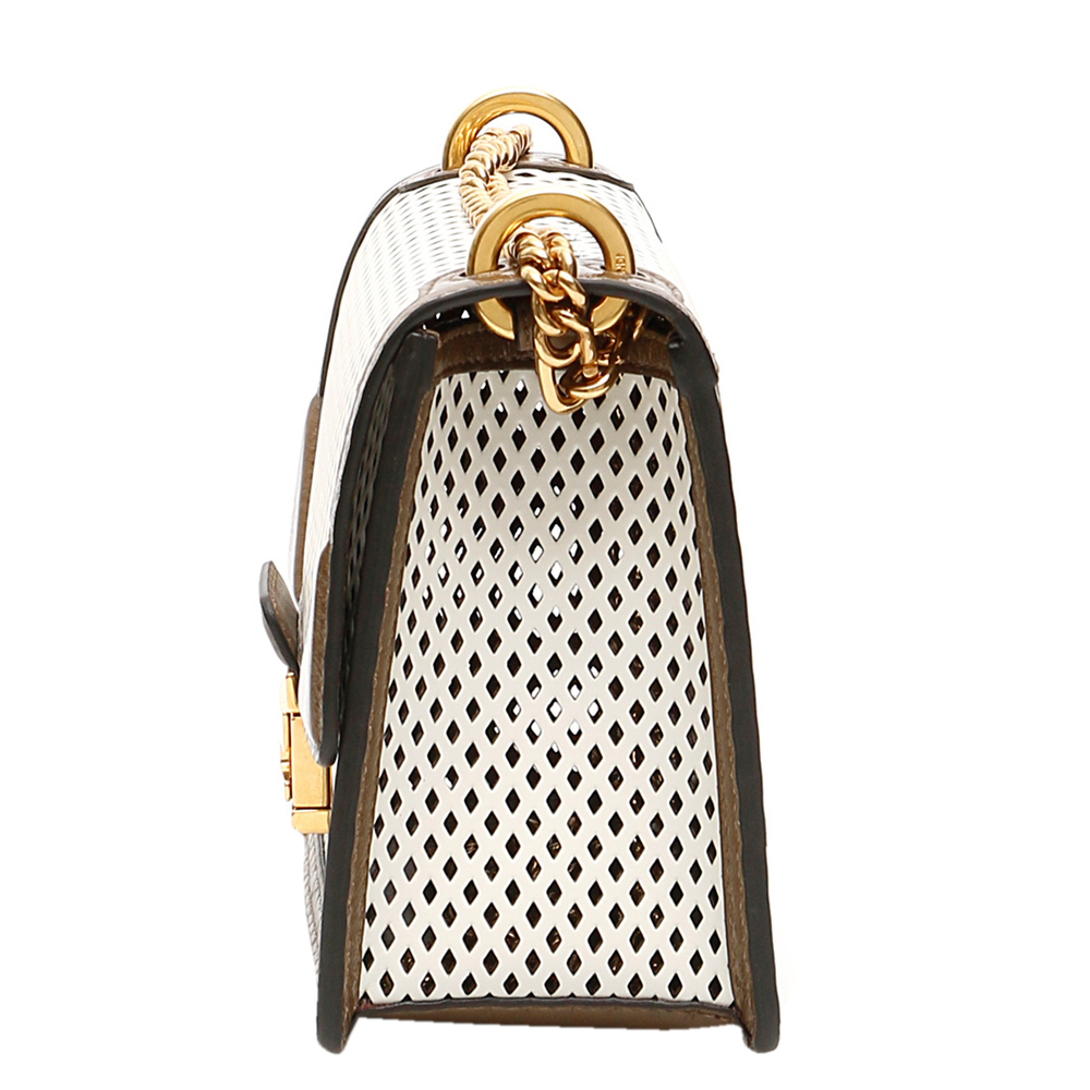 

Fendi White Perforated Leather Kan U Shoulder Bag