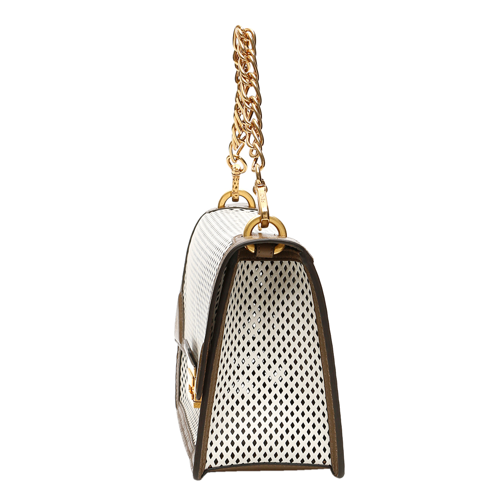

Fendi White Perforated Leather Kan U Shoulder Bag