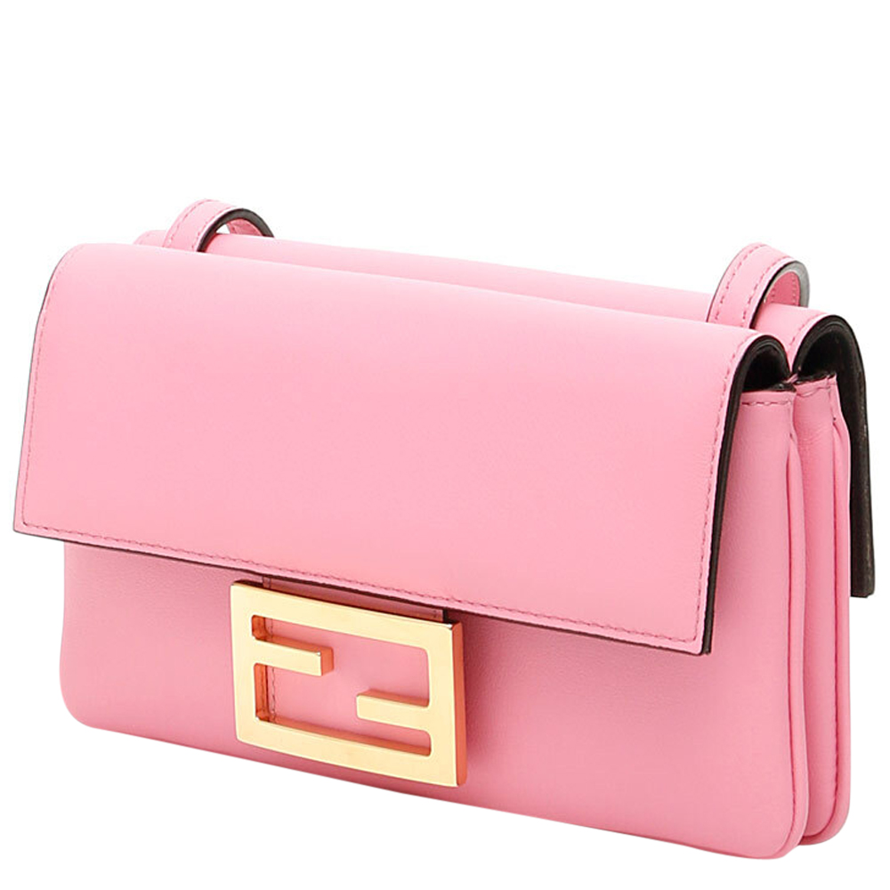 

Fendi Pink Leather Baguette Duo Bag