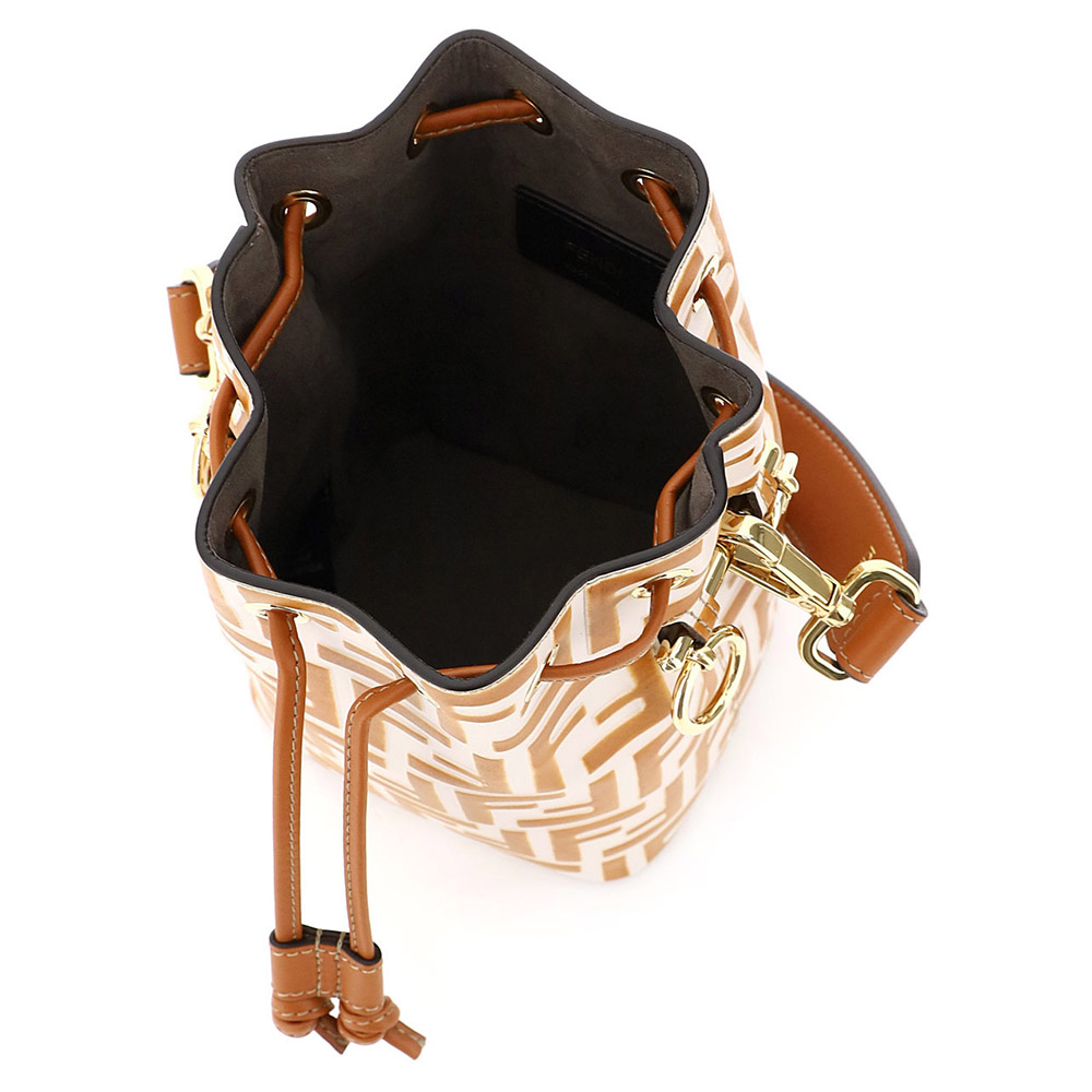 

Fendi Brown and Tan FF embossed leather Mon Tresor Bucket Bag