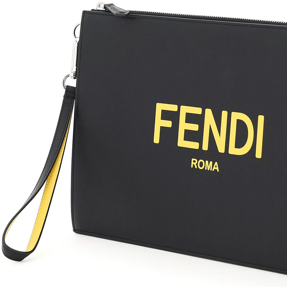 

Fendi Black/Yellow Leather Roma Clutch