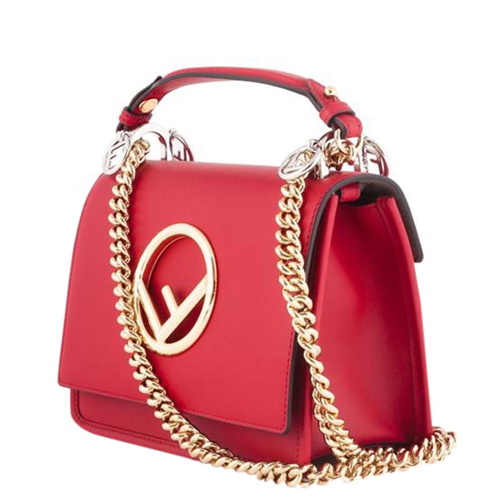 

Fendi Red Leather Kan I Top Handle Bag