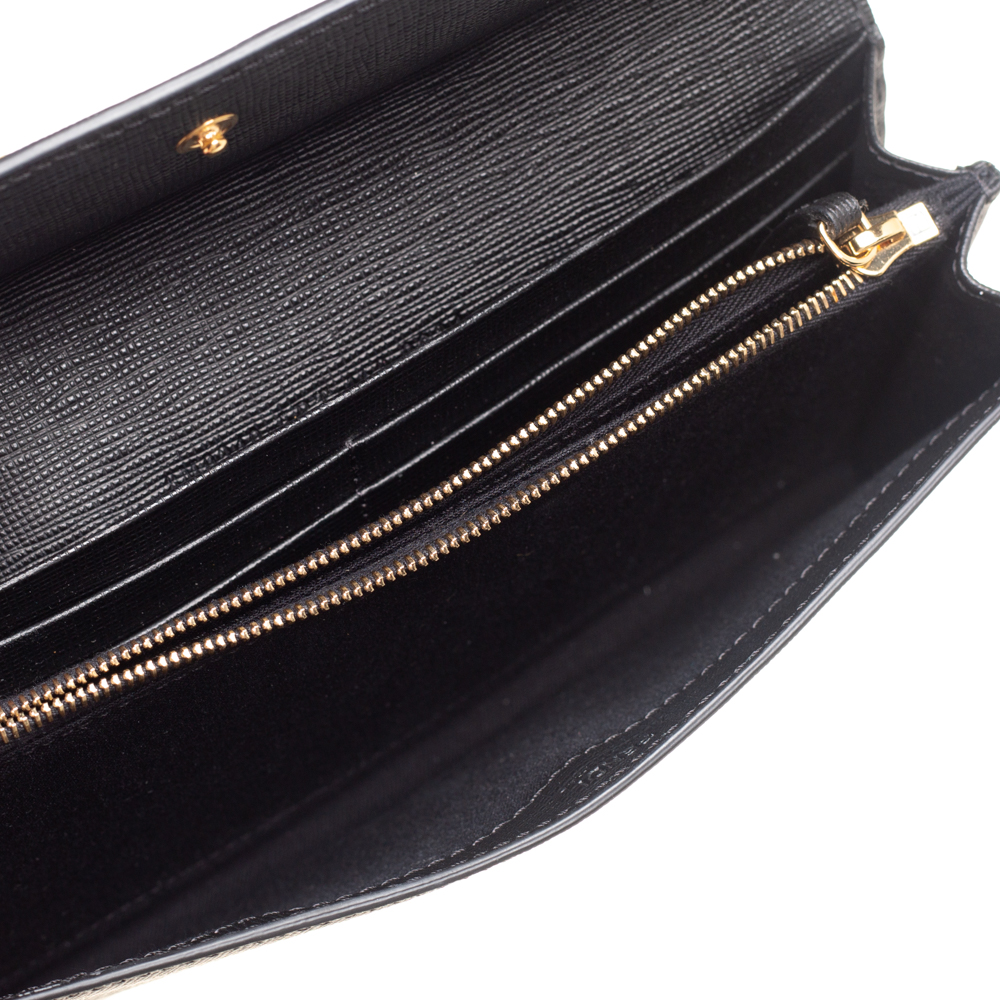 

Fendi Black Leather Monster Eyes Continental Wallet