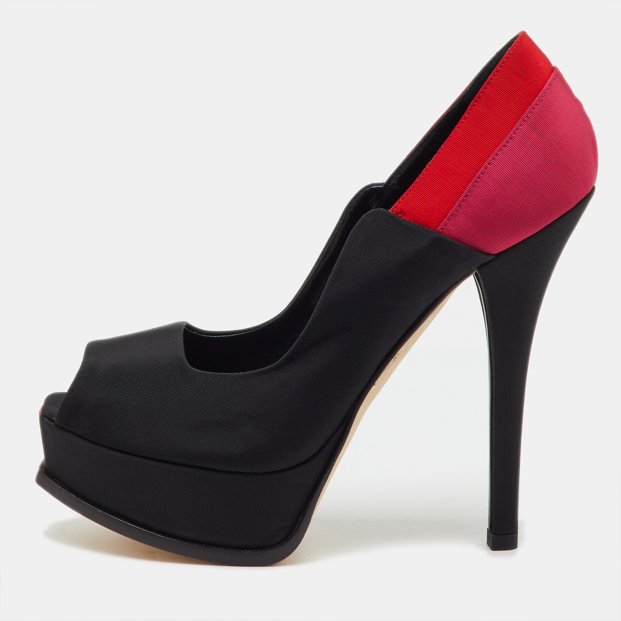 Pre-owned Fendi Sta Peep Toe Platform Pumps Size 39.5 In Multi