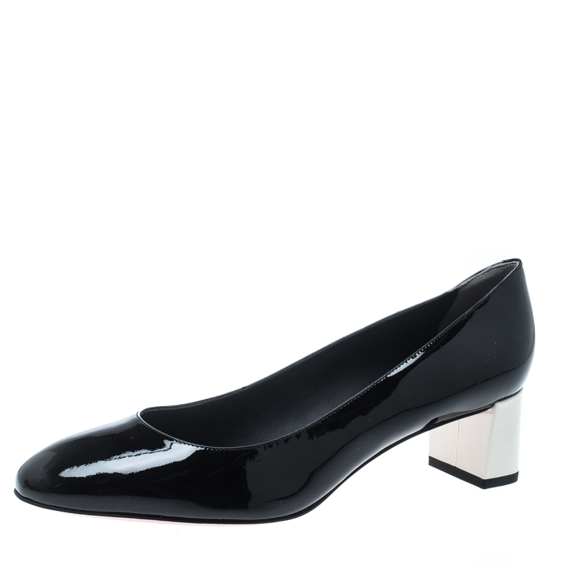 Pre Owned Fendi Black Patent Leather Eloise Round Toe Pumps Size 40