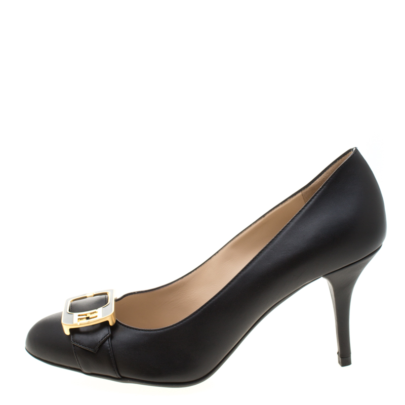 

Fendi Black Leather Chameleon Buckle Pumps Size