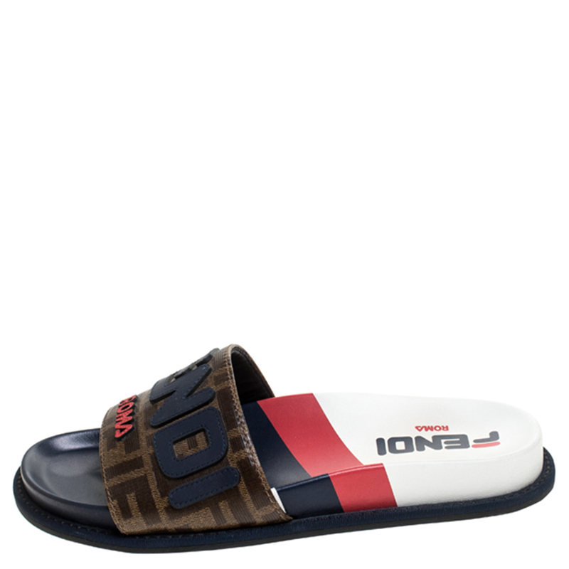

Fendi Monogram Canvas Flat Slides Size, Brown