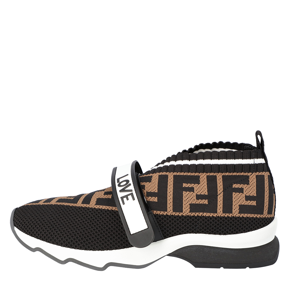 

Fendi Brown Tobacco Rockoko Knit Sneakers Size
