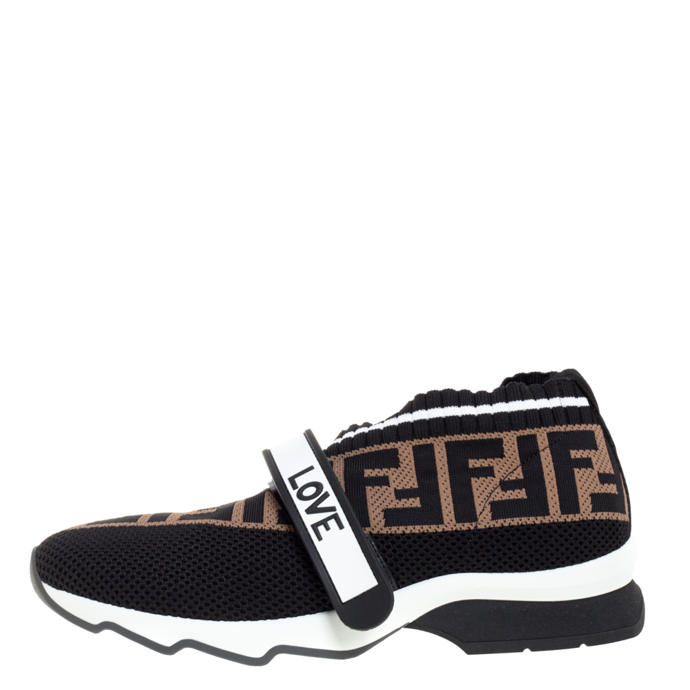 

Fendi Brown Tobacco Rockoko Knit Sneakers Size