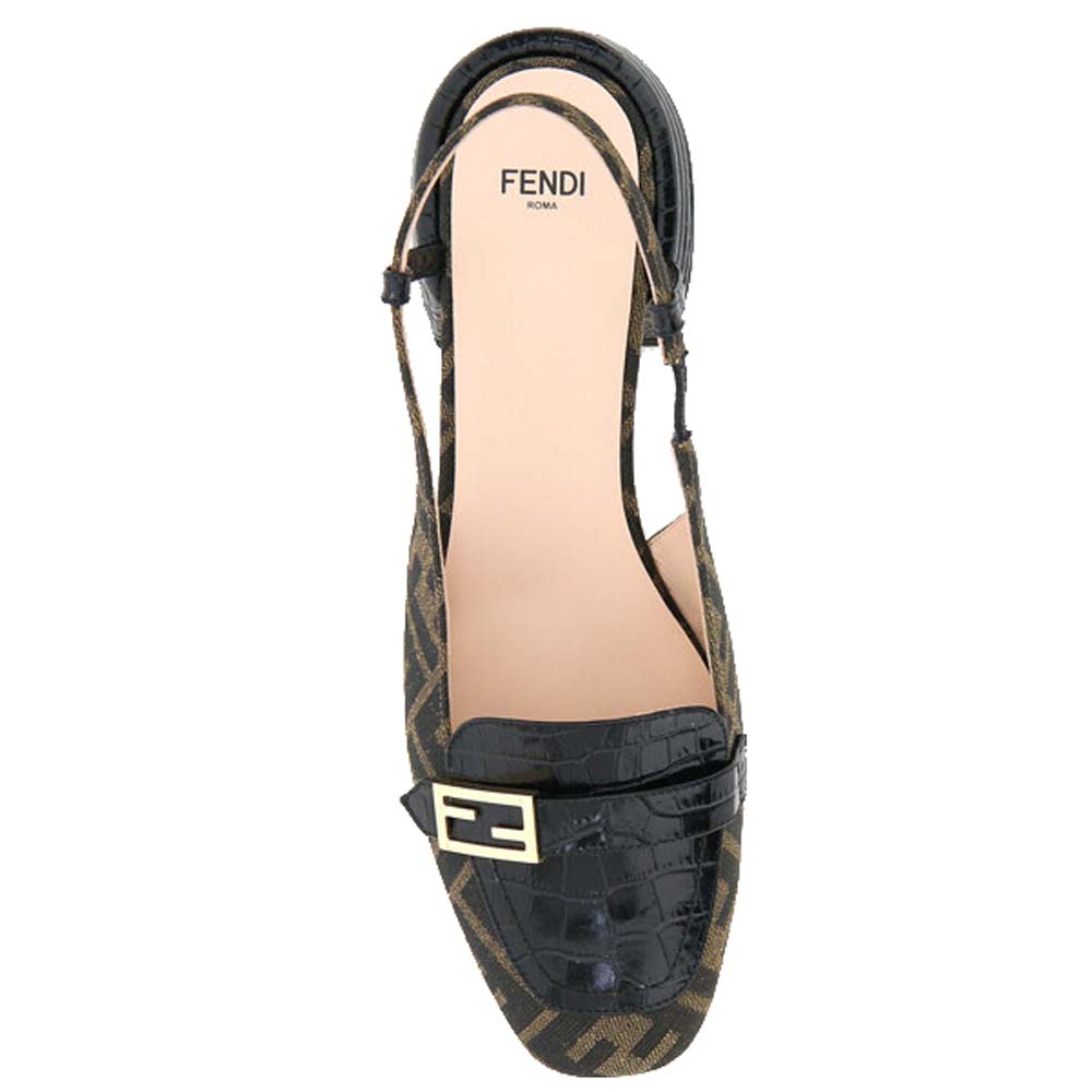 

Fendi FF Motif Promenade Slingback Loafers Size IT, Black