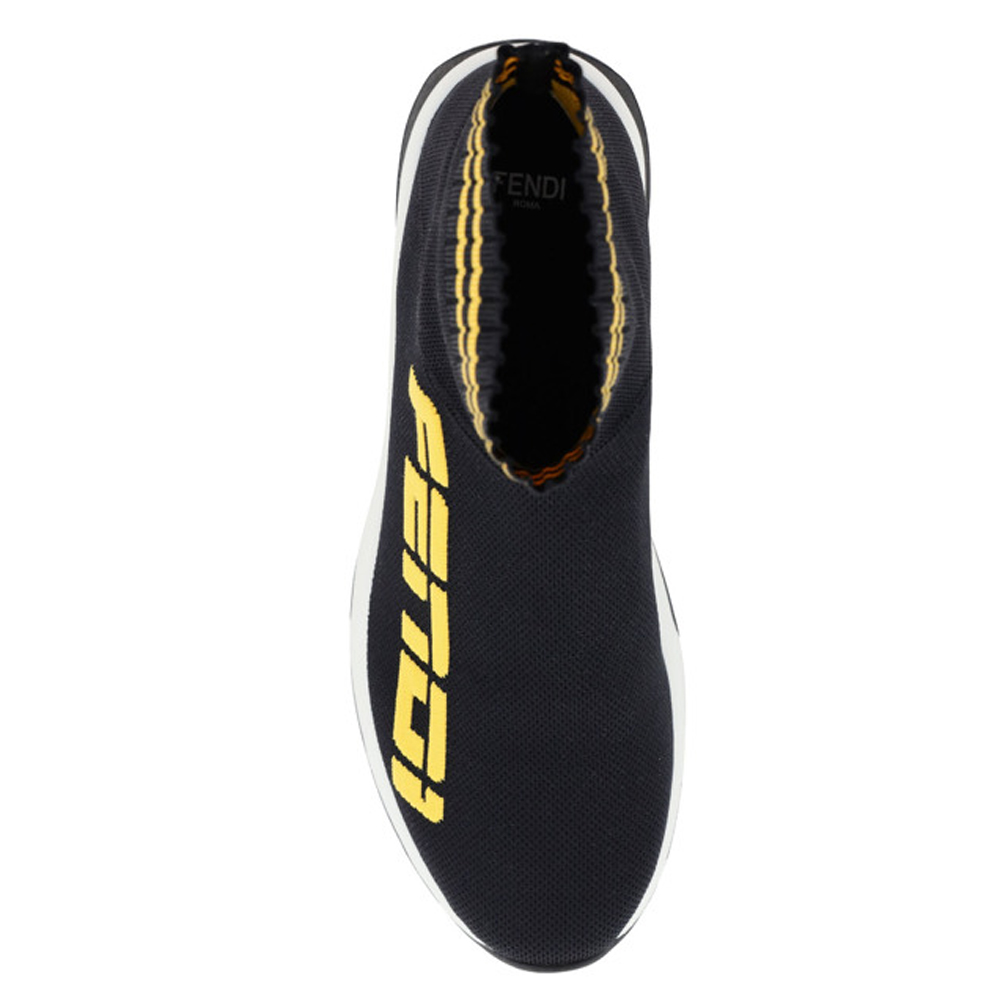 

Fendi Black/Yellow knit Canvas Logo Sock Sneakers Size IT