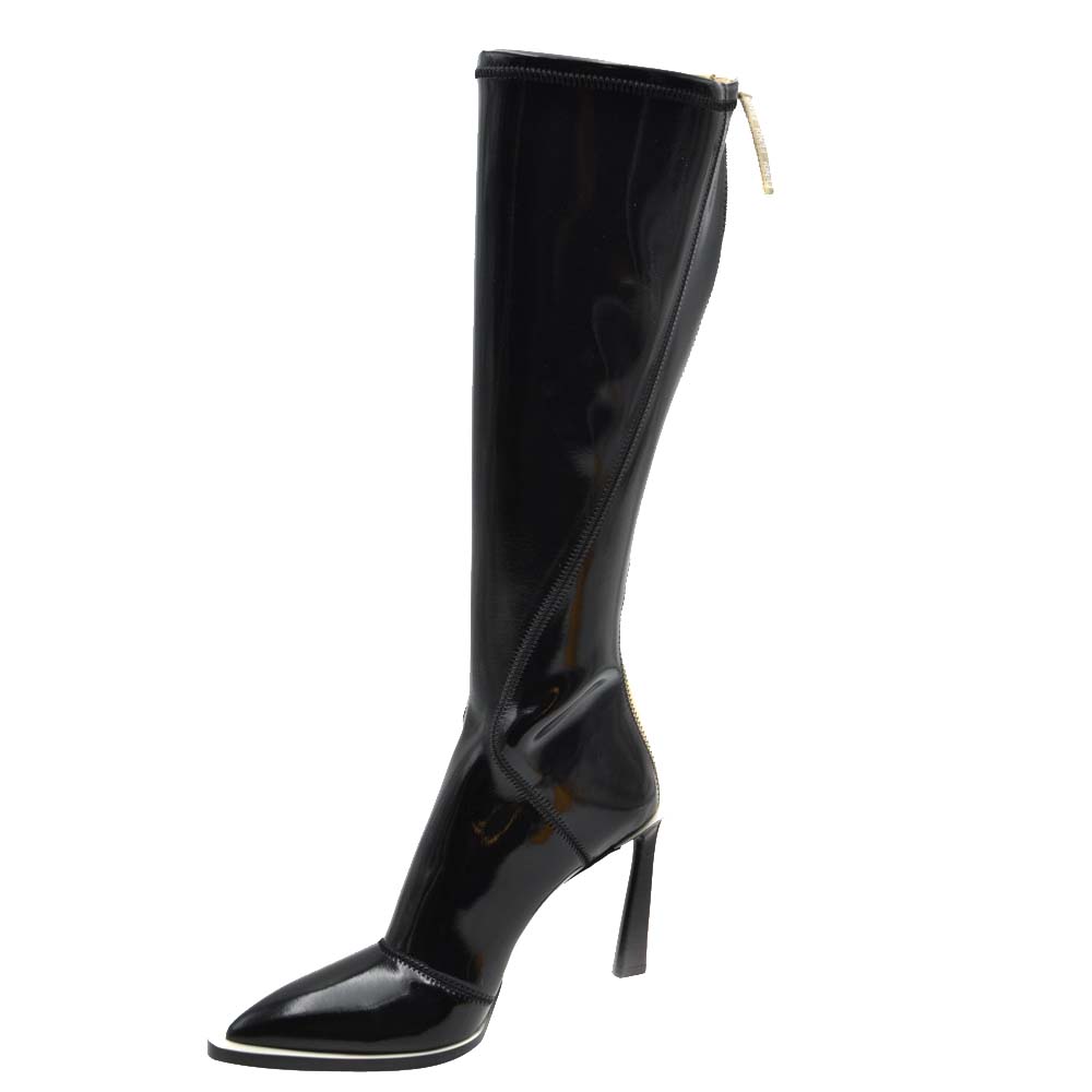 

Fendi Black Patent Neoprene Knee High Boots Size EU