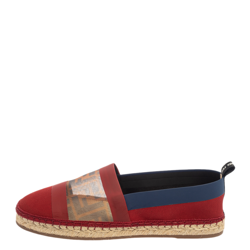 

Fendi Multicolor Leather And Zucca Mesh Flat Espadrille Size