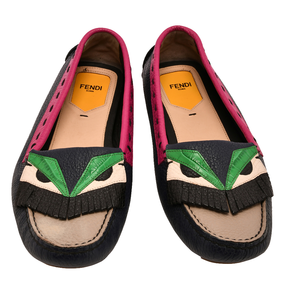 

Fendi Multicolour Monster Leather Loafers EU, Multicolor