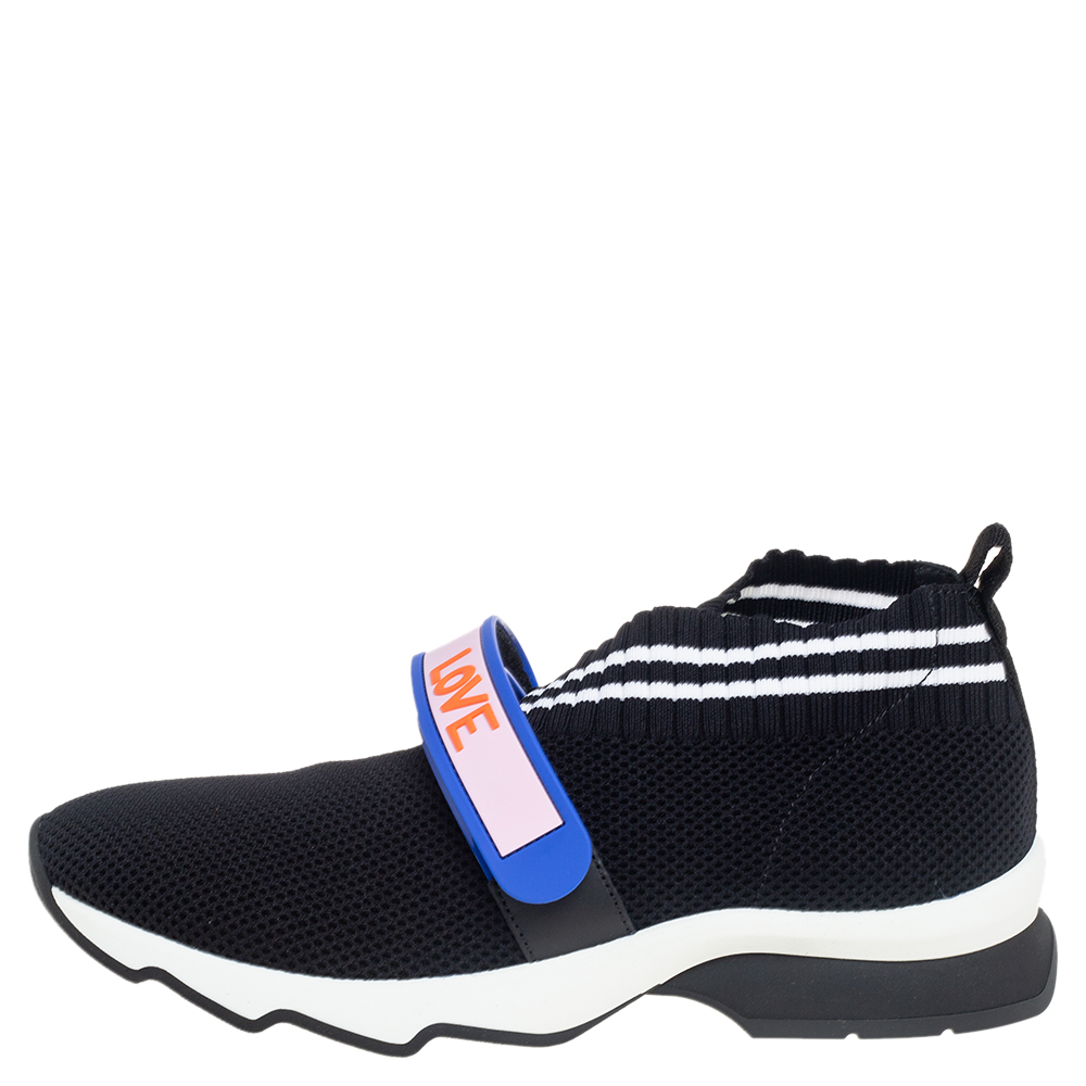 

Fendi Black Knit Fabric Rockoko Sneakers Size