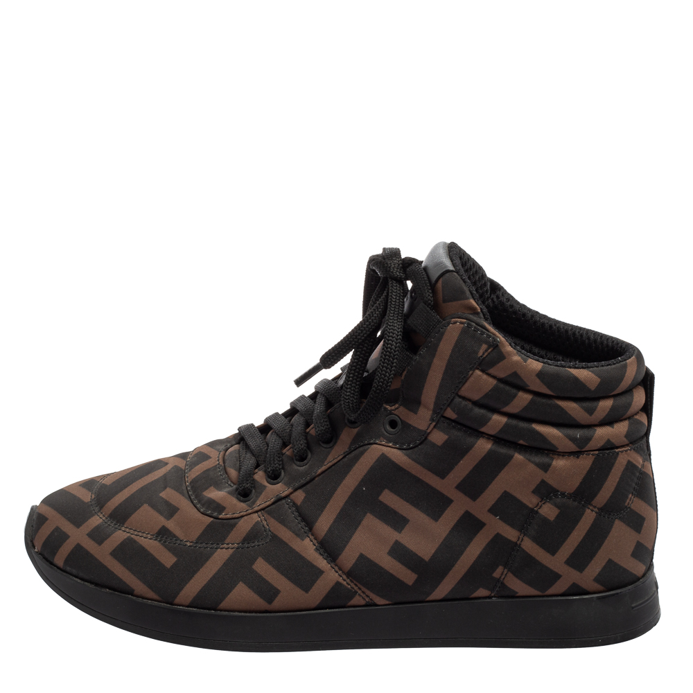 

Fendi Green Zucca Nylon High Top Sneakers Size