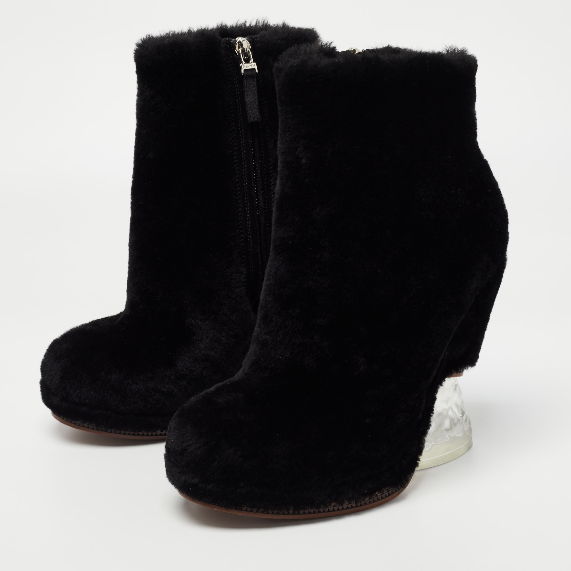 

Fendi Black Shearling Fur Ankle Boots Size