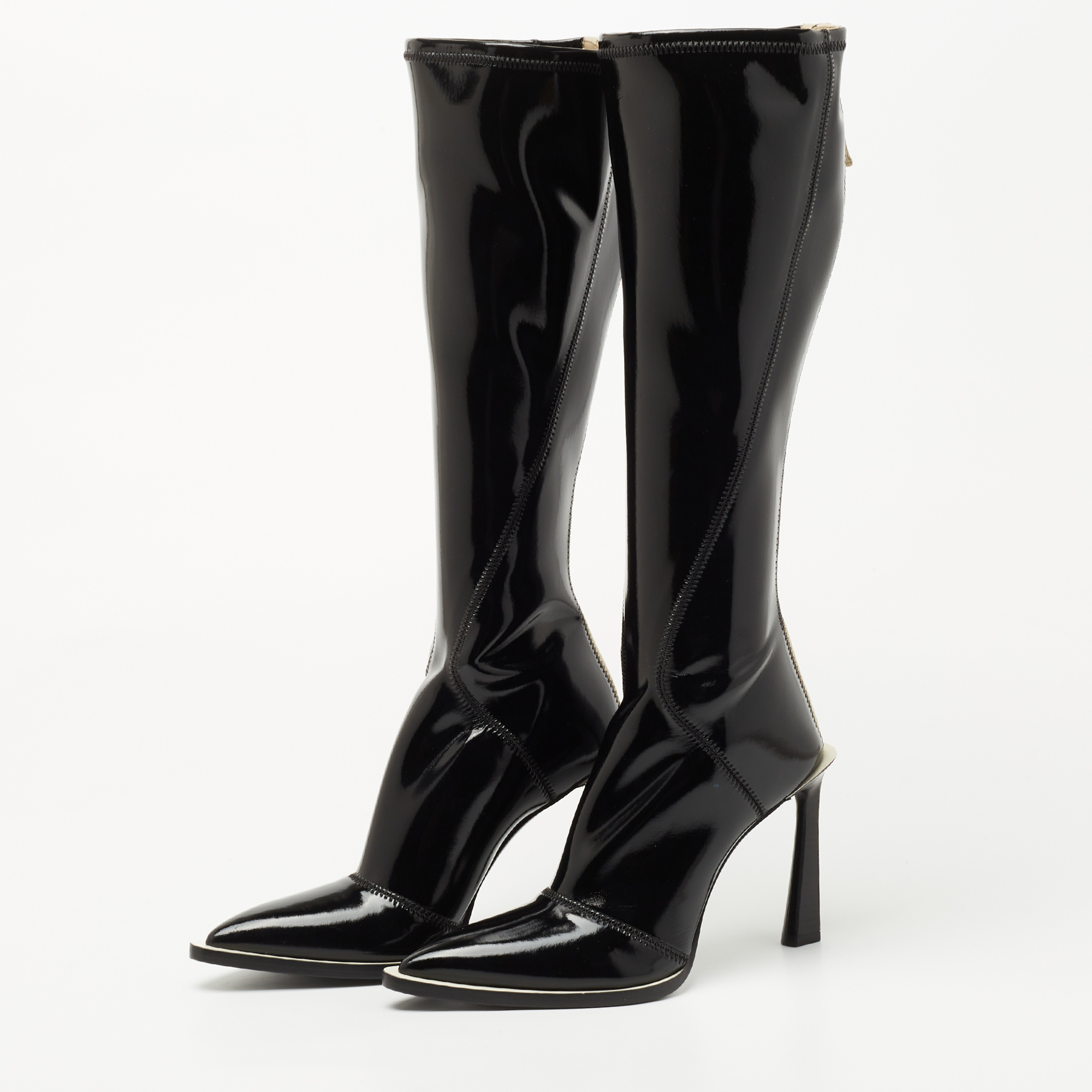 

Fendi Black Patent Leather Knee Length Boots Size