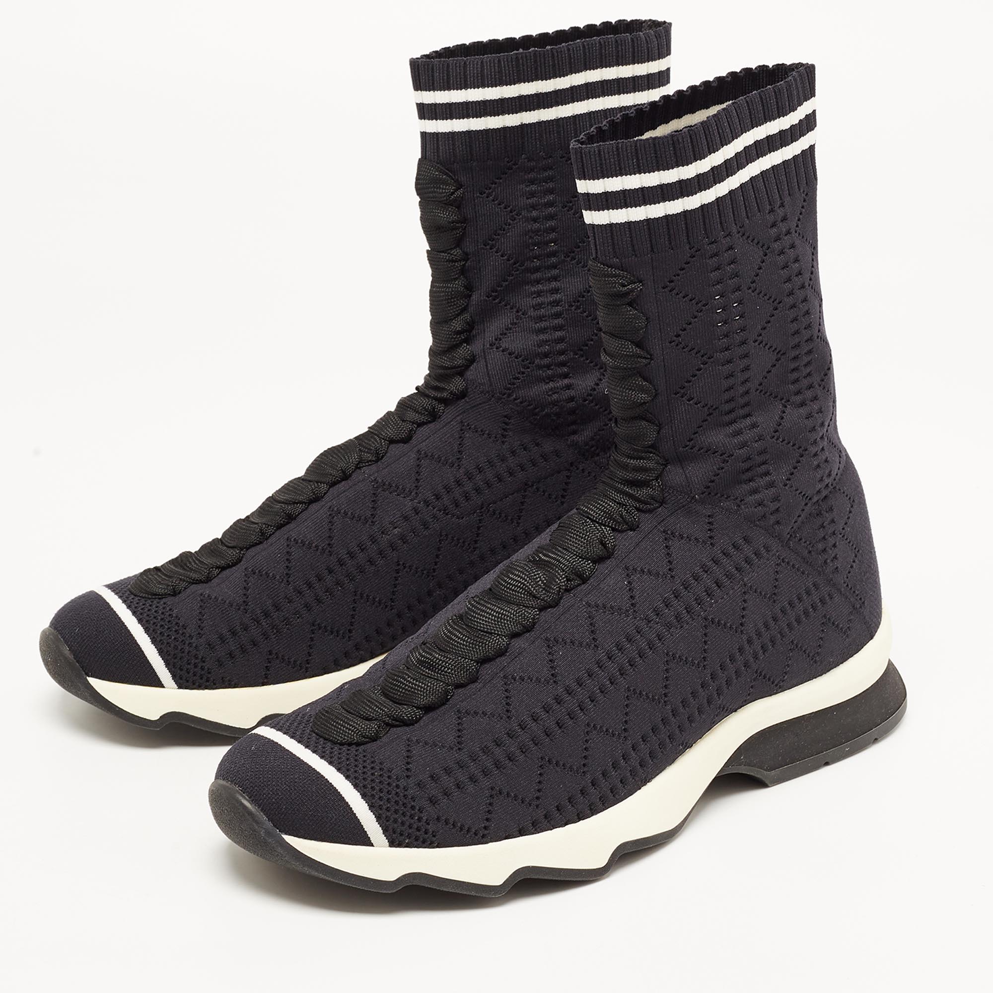 

Fendi Black Knit Fabric Sock High Top Sneakers Size