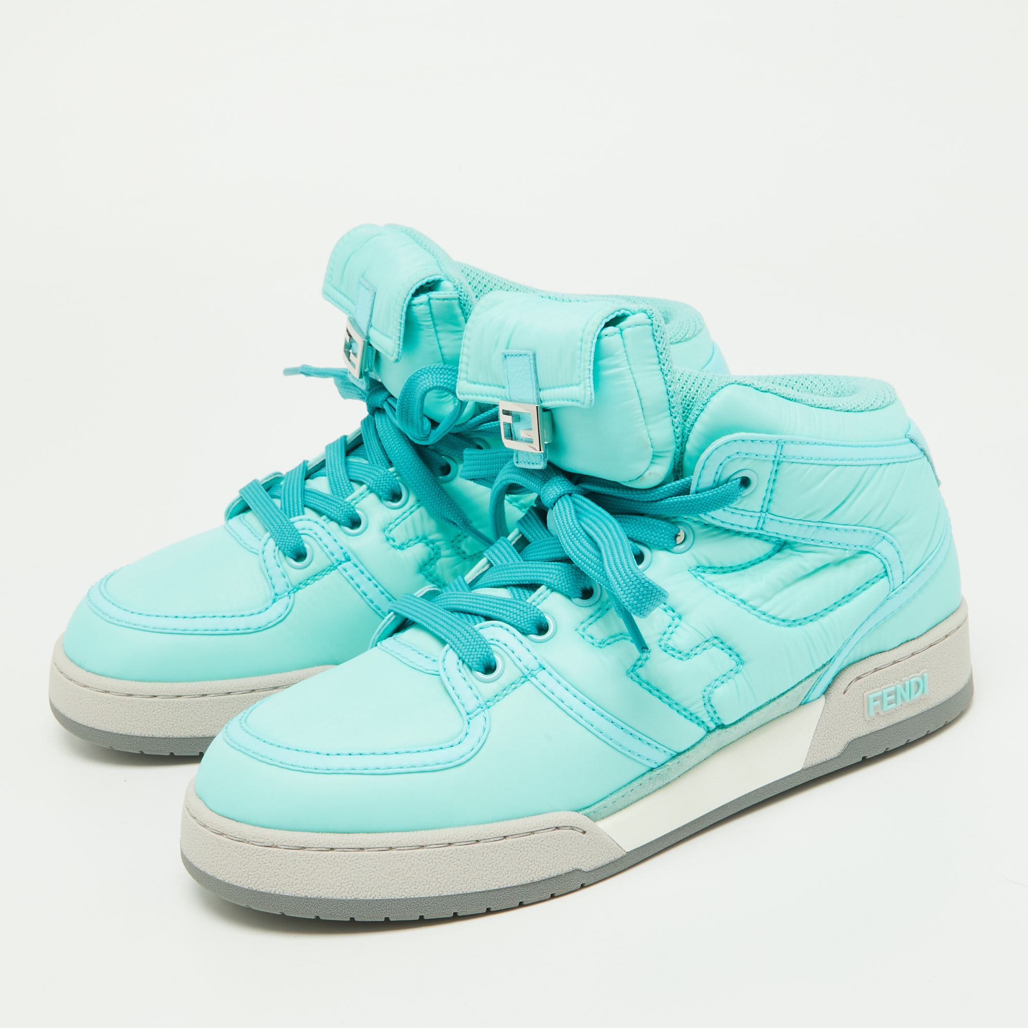 

Fendi Turquoise Nylon Fendi Match High Top Sneakers Size, Blue