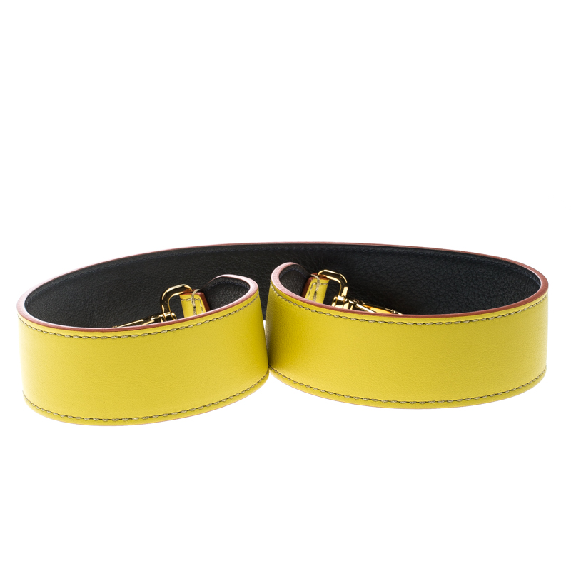 Fendi Yellow/Black Leather Interchangeable Shoulder Strap