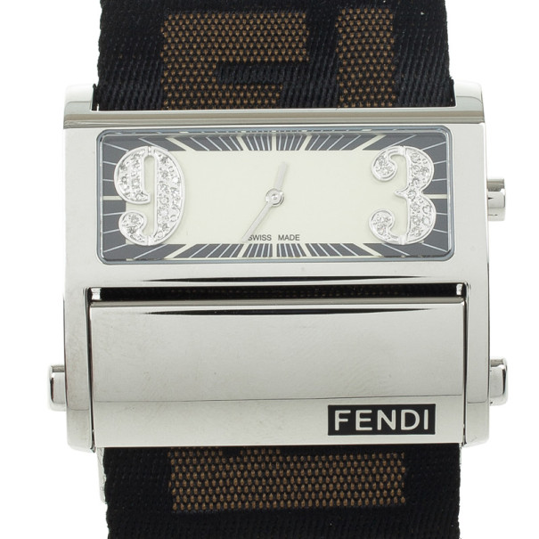 Fendi Zip Code Stainless Steel Diamond Quartz Womens Wristwatch 40MM ...