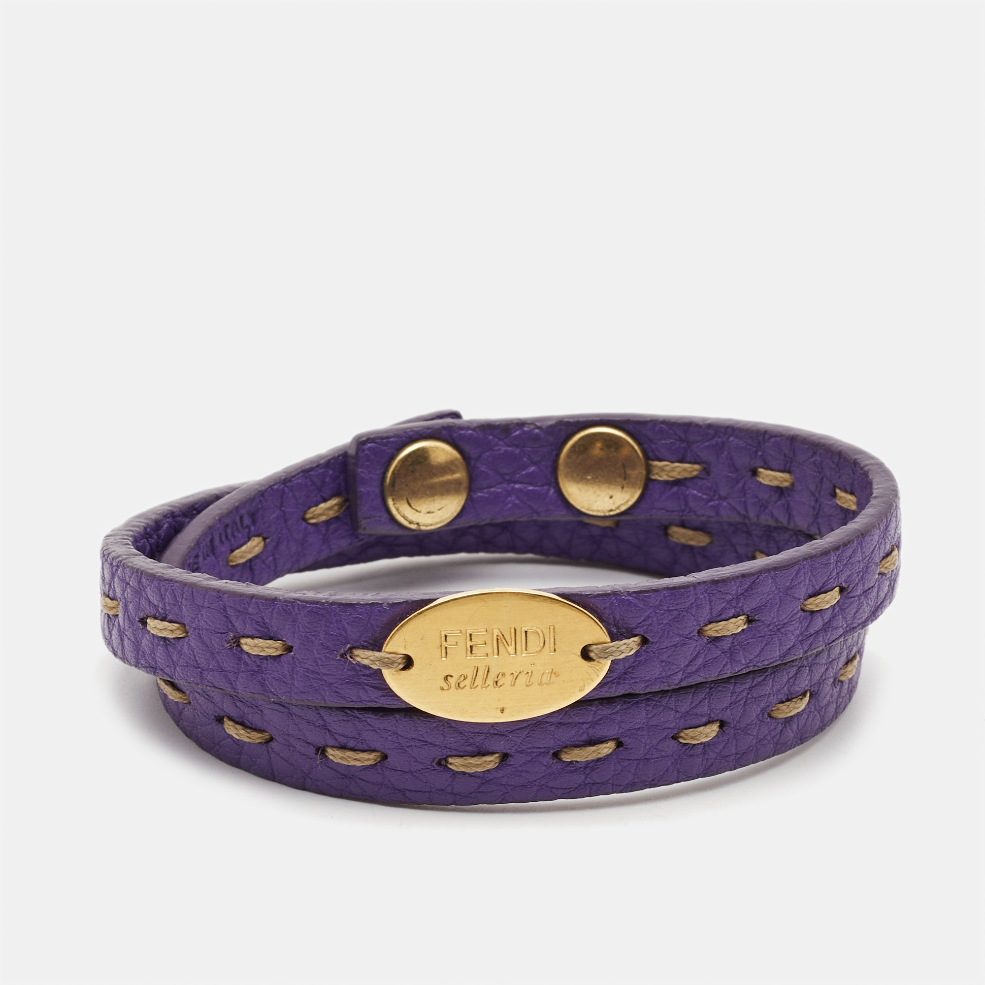 

Fendi Selleria Leather Gold Tone Bracelet