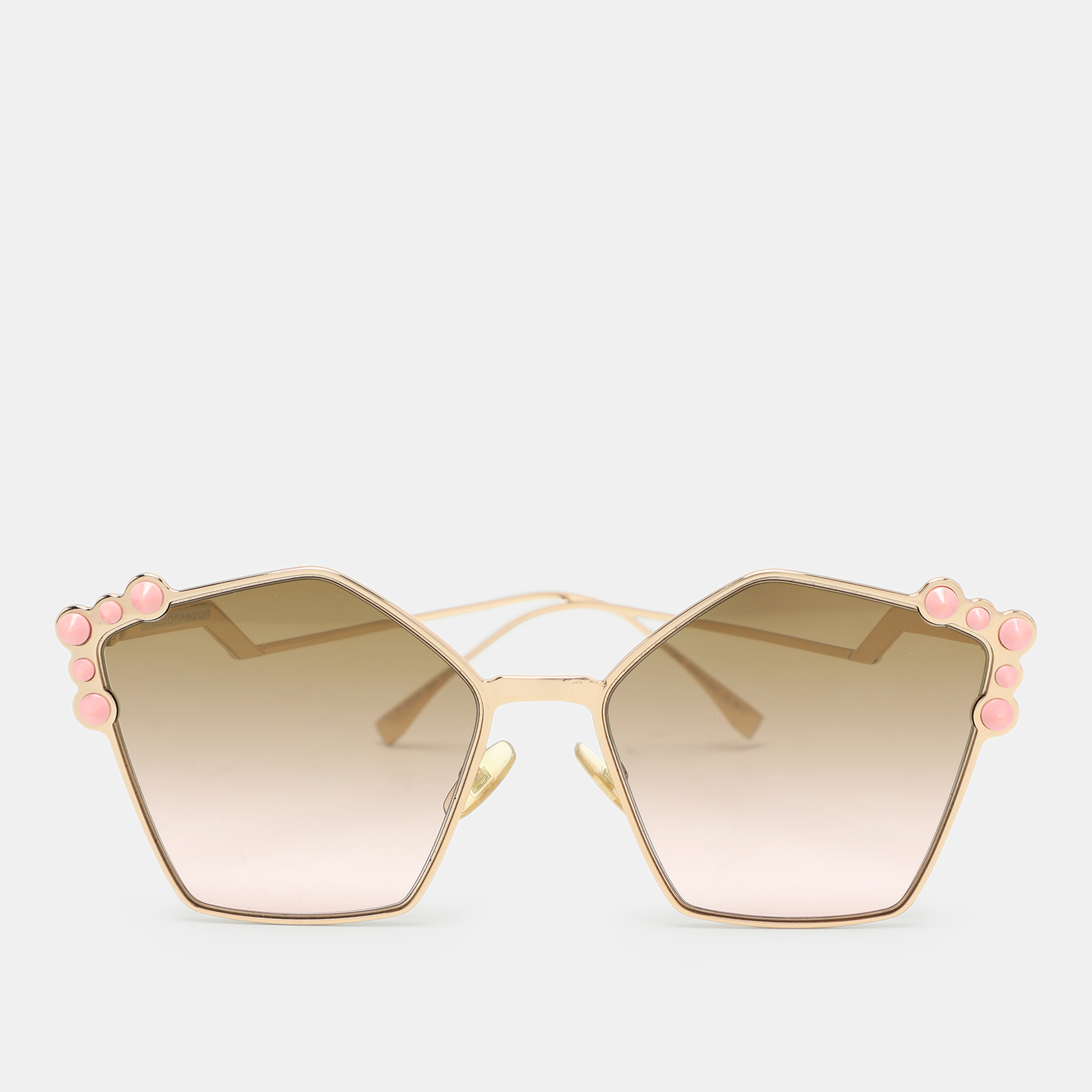 

Fendi Brown/Pink Gradient FF 0261/S Spike Can Eye Geometric Sunglasses