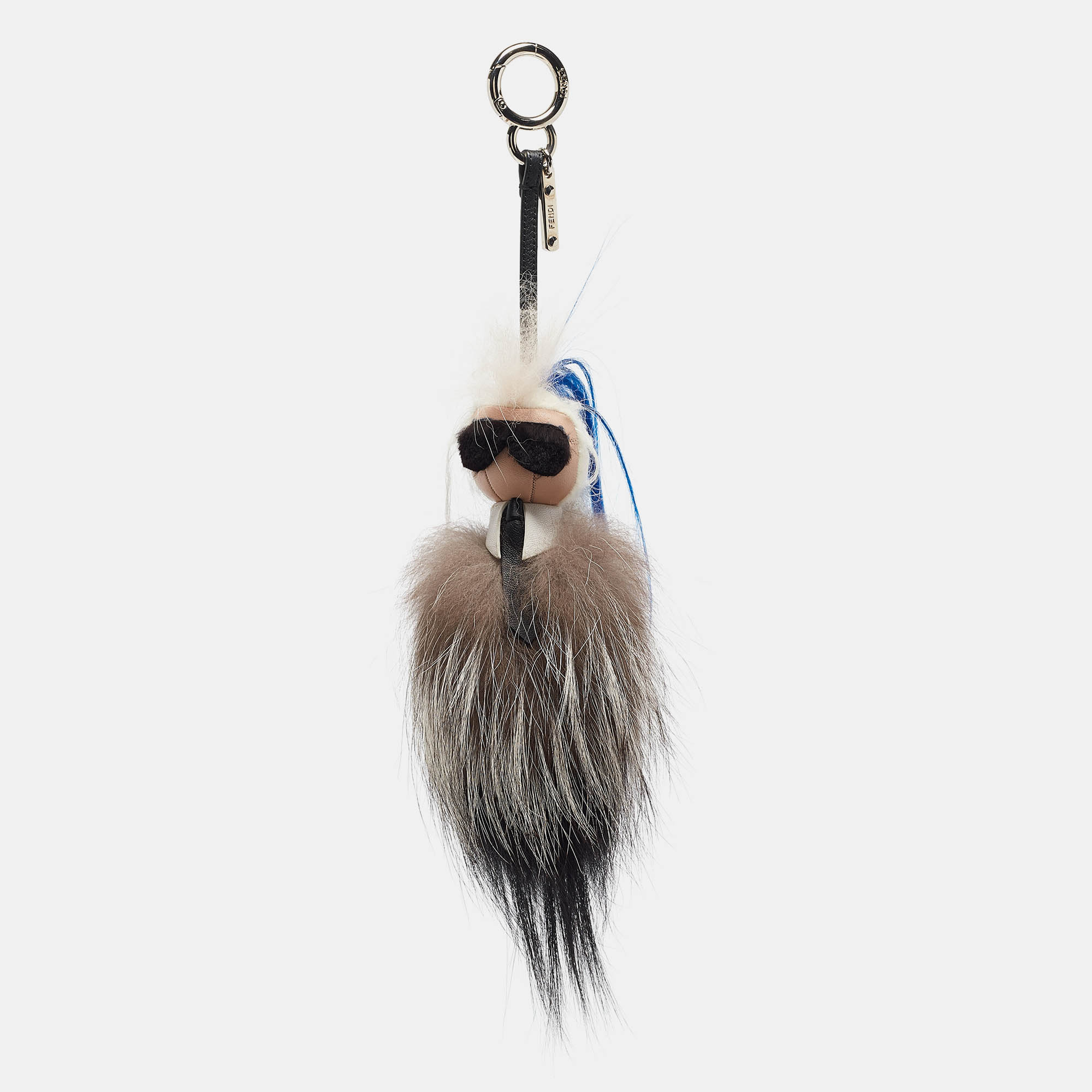 Pre-owned Fendi Multicolor Fur And Leather Karlito Bag Charm