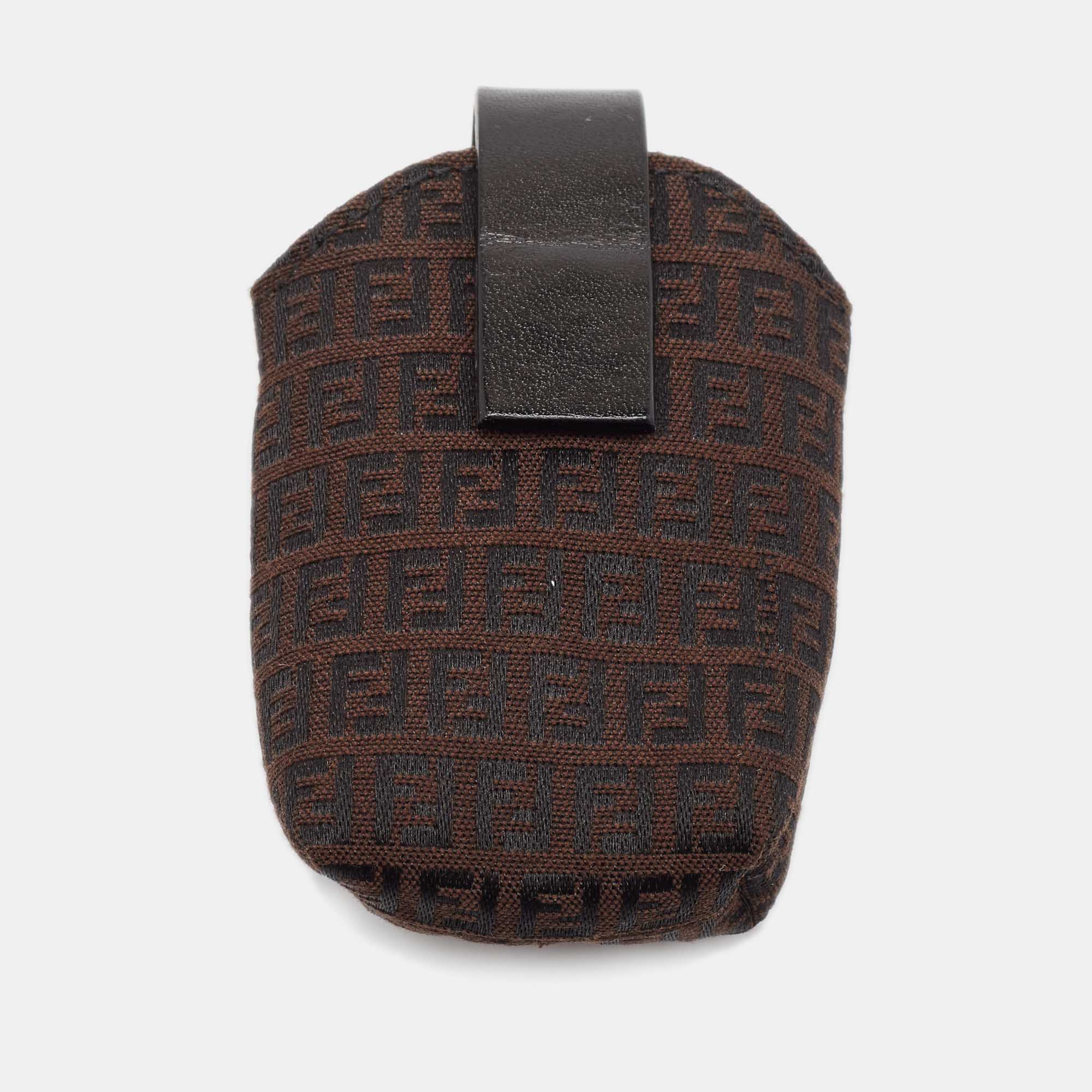 

Fendi Brown Zucchino Canvas and Leather Phone Case