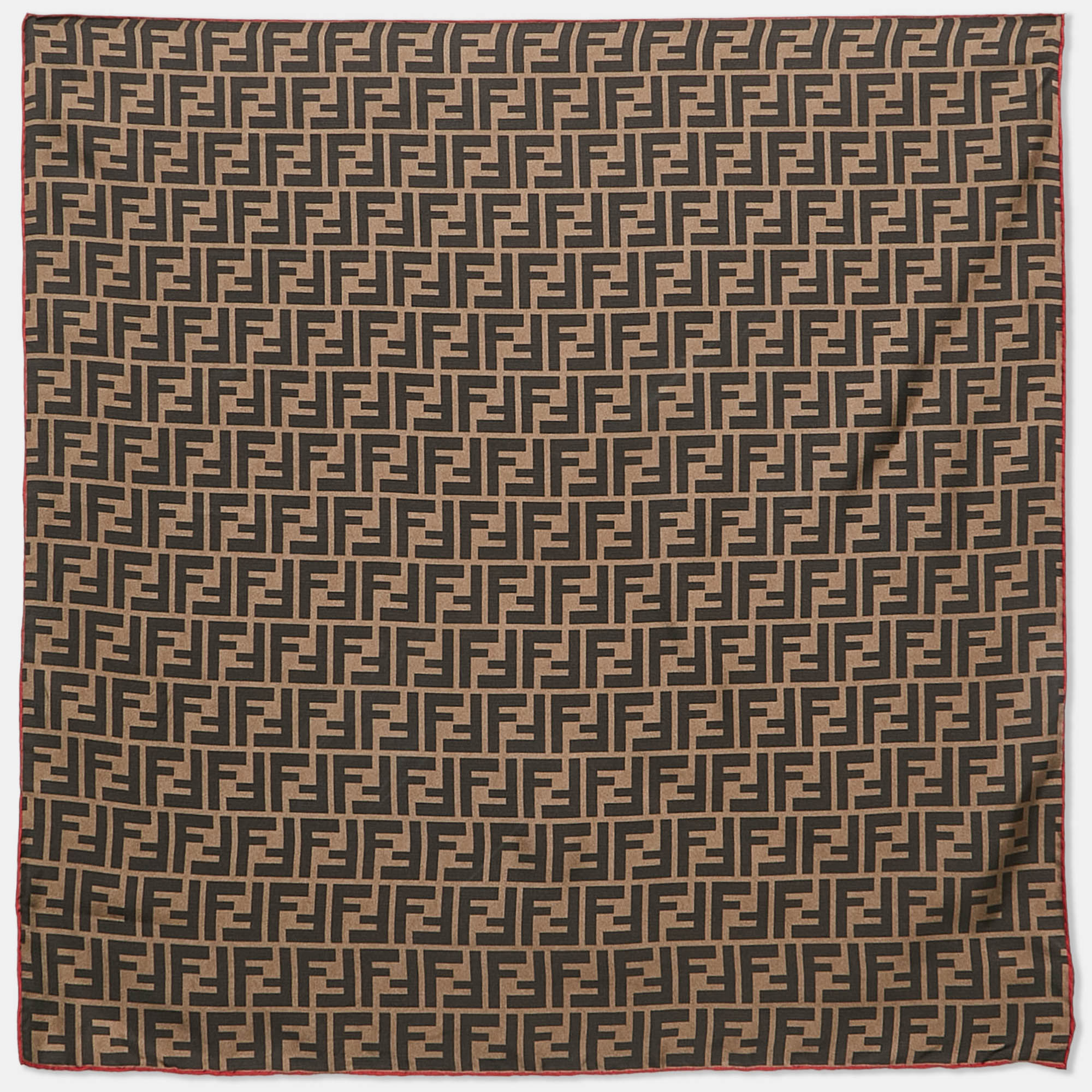 

Fendi Brown Zucca Print Silk Fendirama Foulard Scarf