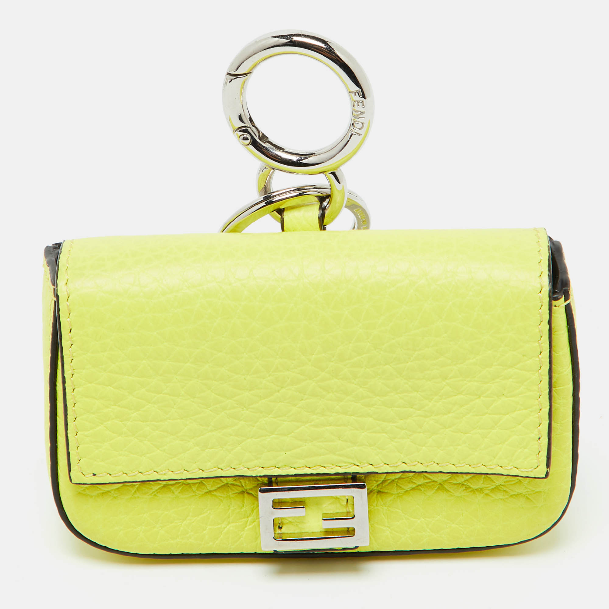 

Fendi Neon Yellow Leather Nano Baguette Keychain/Bag Charm