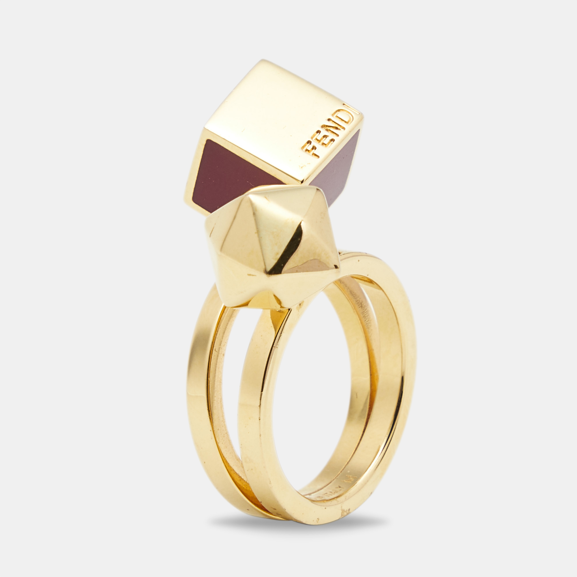 

Fendi Bague Enamel Gold Tone Ring Size