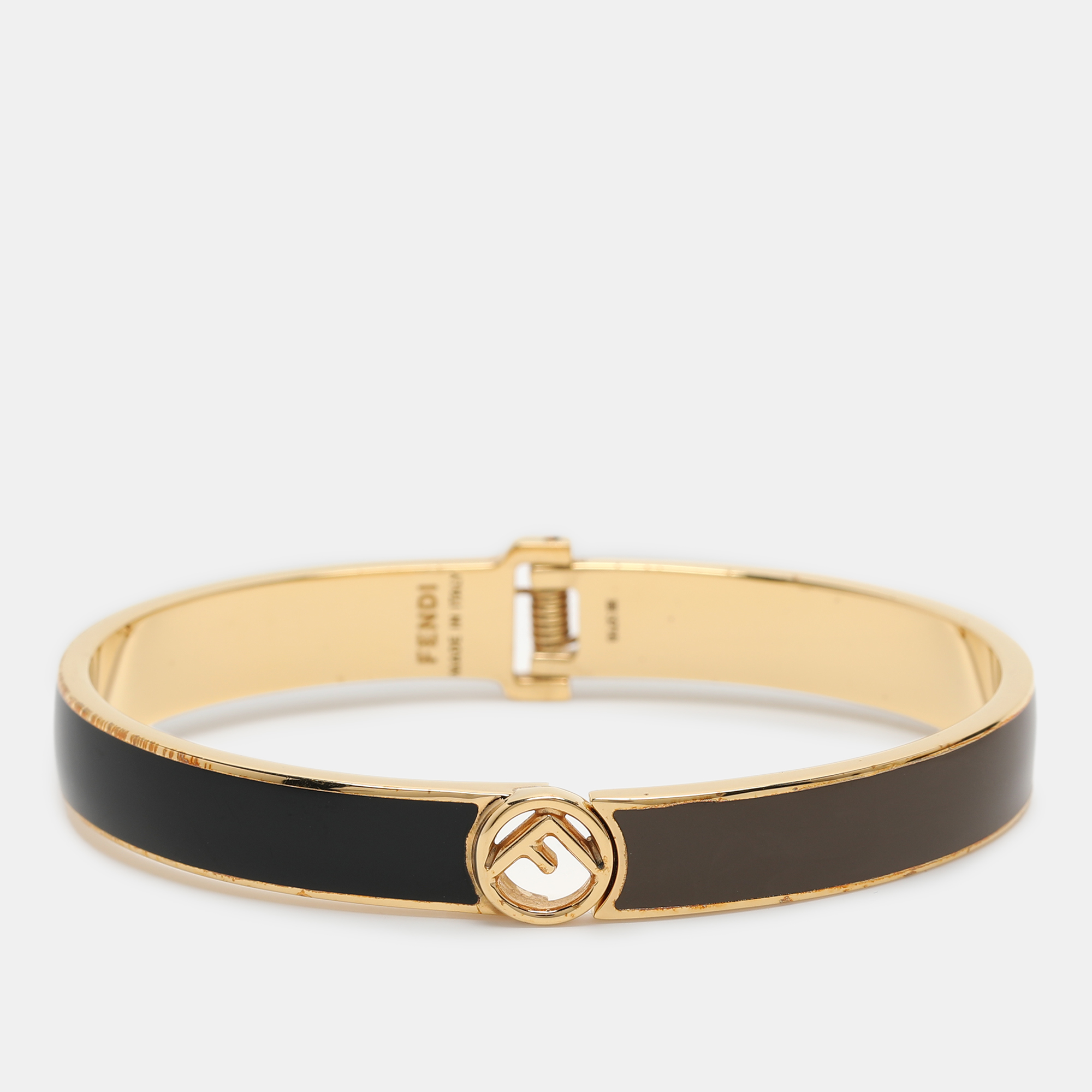 

Fendi F is Fendi Bicolor Enamel Gold Tone Bracelet, Black