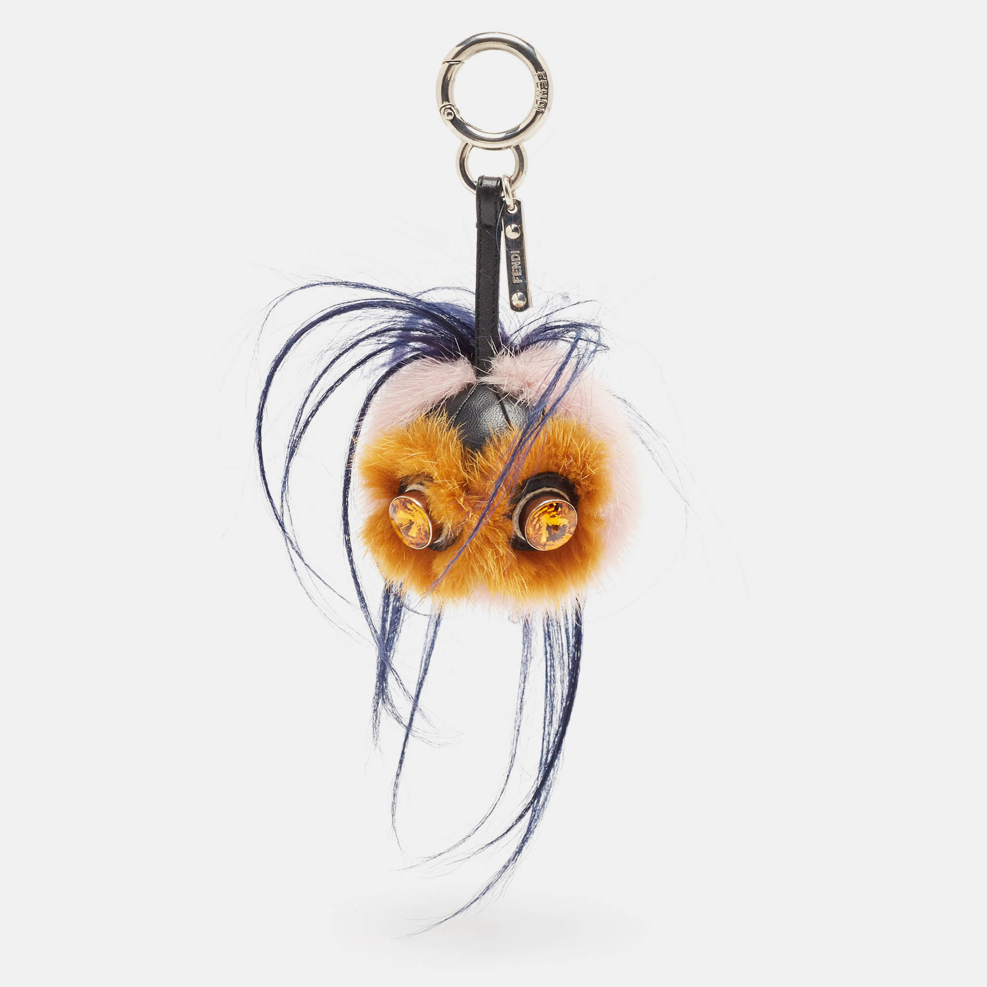 Pre-owned Fendi Multicolor Mink & Fox Fur Qutweet Birgami Bug Bag Charm