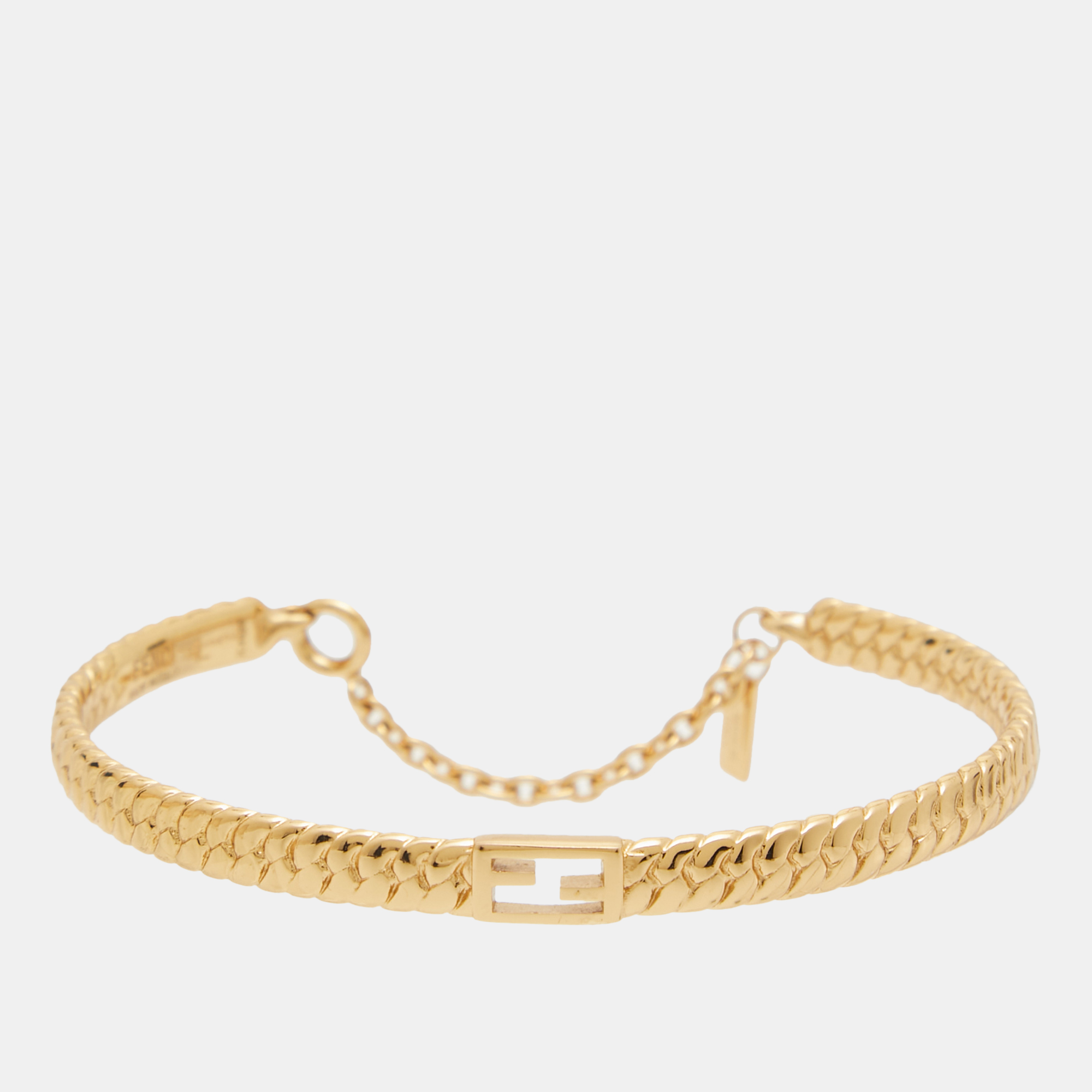 

Fendi Baguette Gold Tone Cuff Bracelet